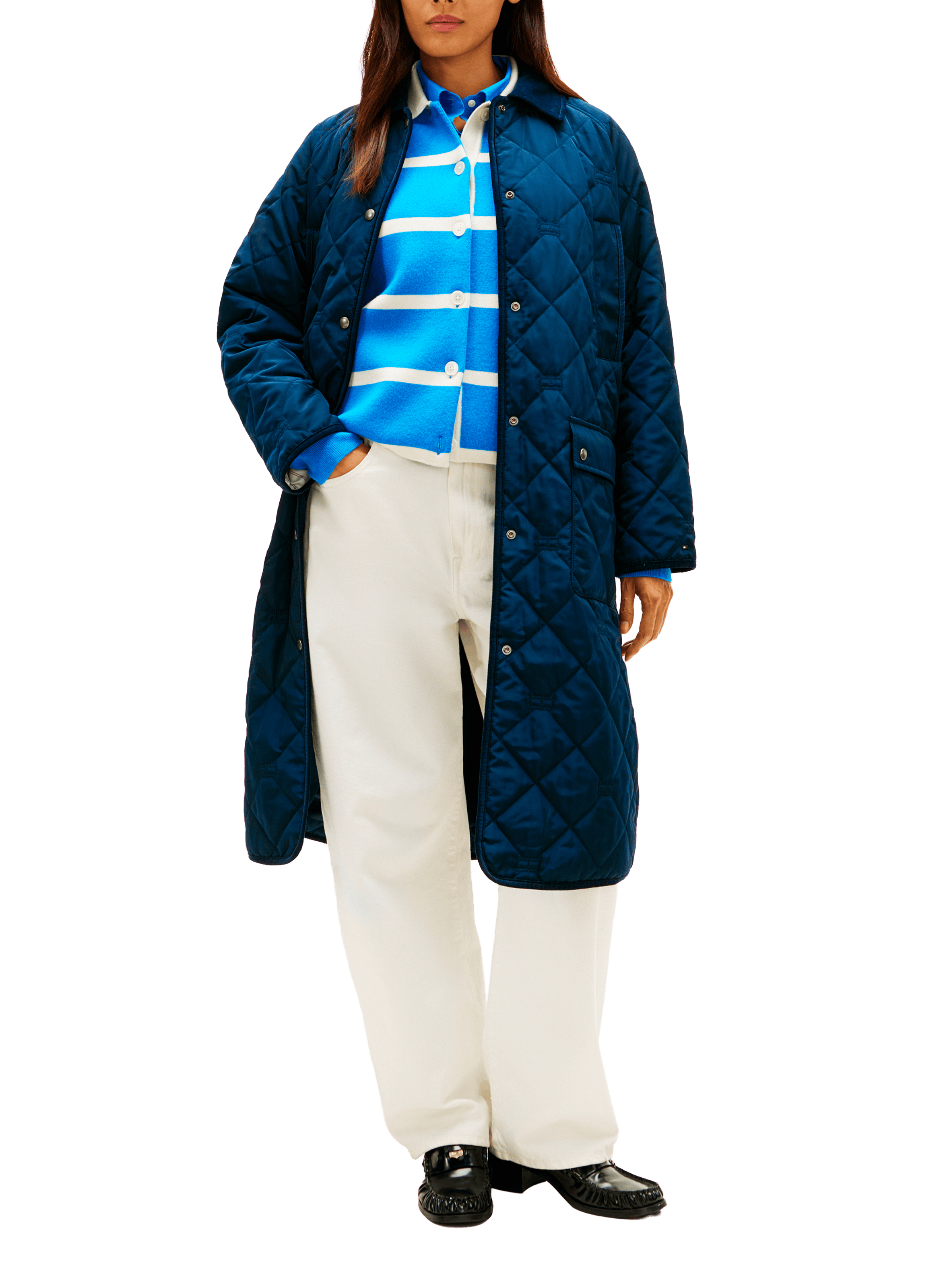 Quilted coat with button closure TOMMY HILFIGER Blue
