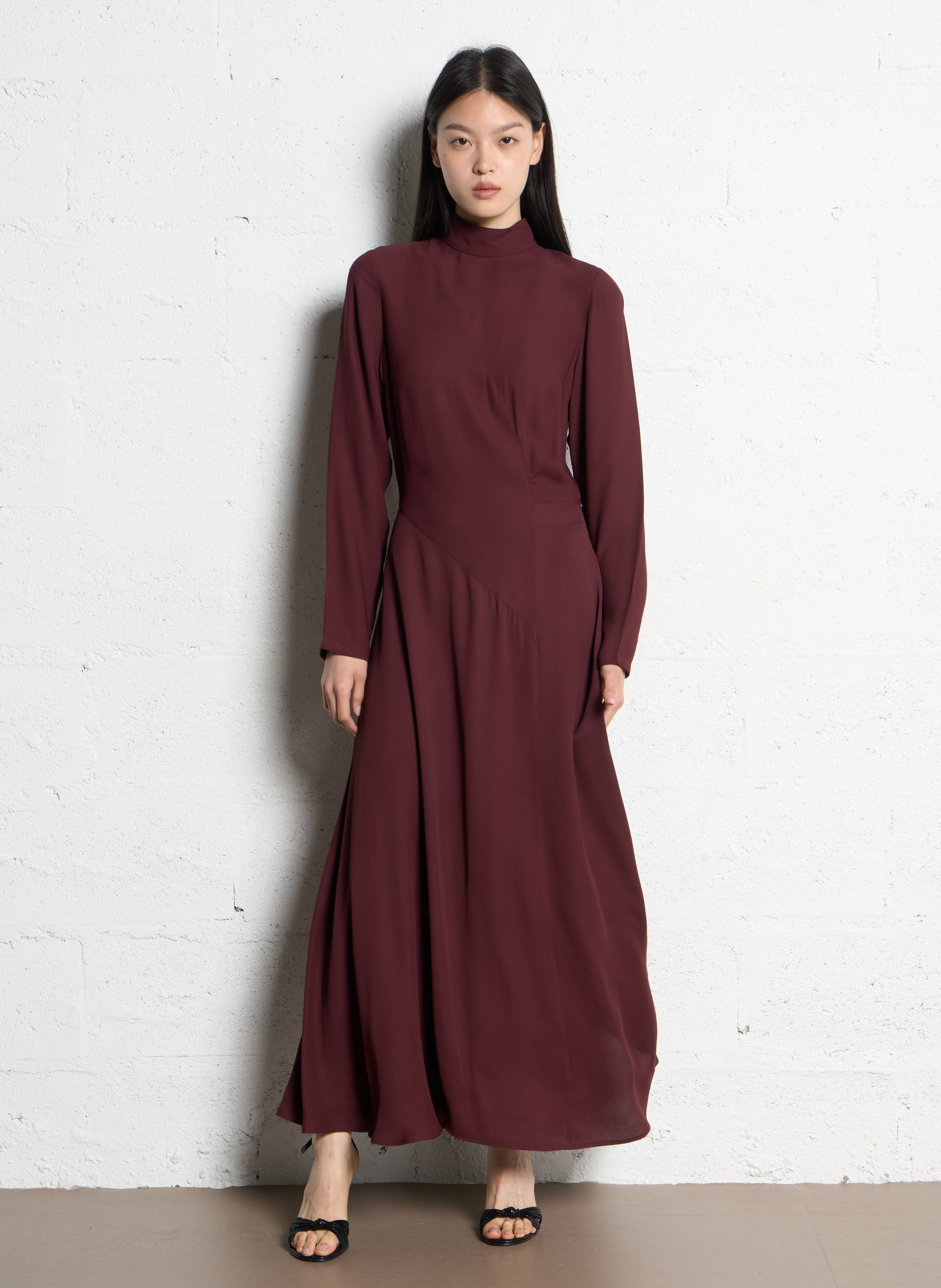 Robe longue col montant IKKS Violet