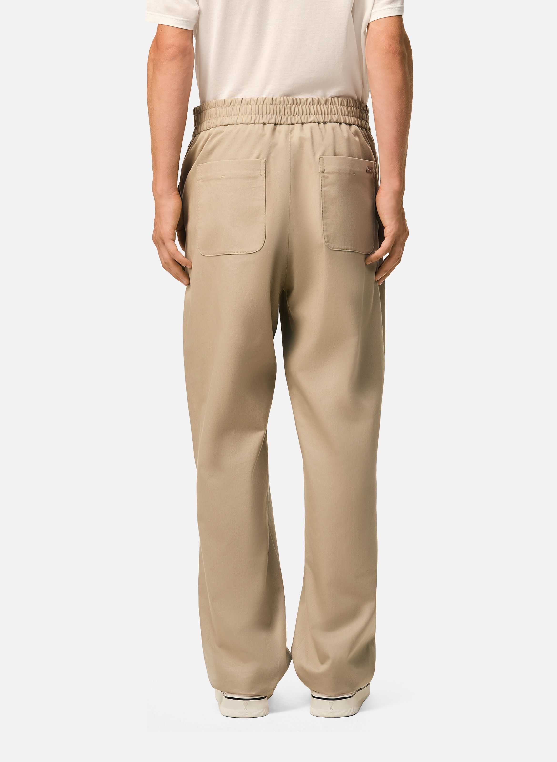 Pantalon taille elastiquée en coton AMI PARIS Beige