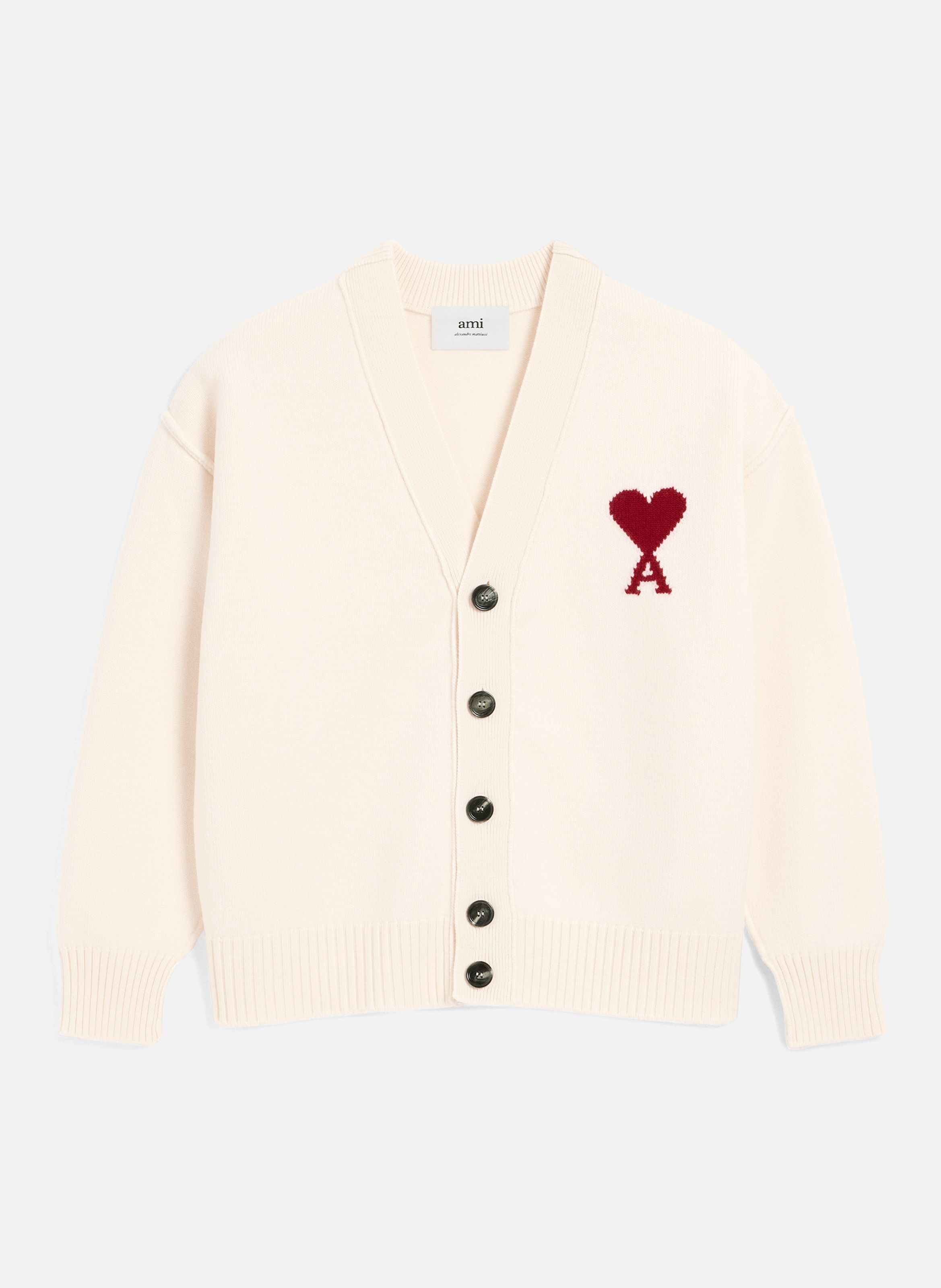 Cardigan ami de coeur en laine unisexe AMI PARIS Blanc