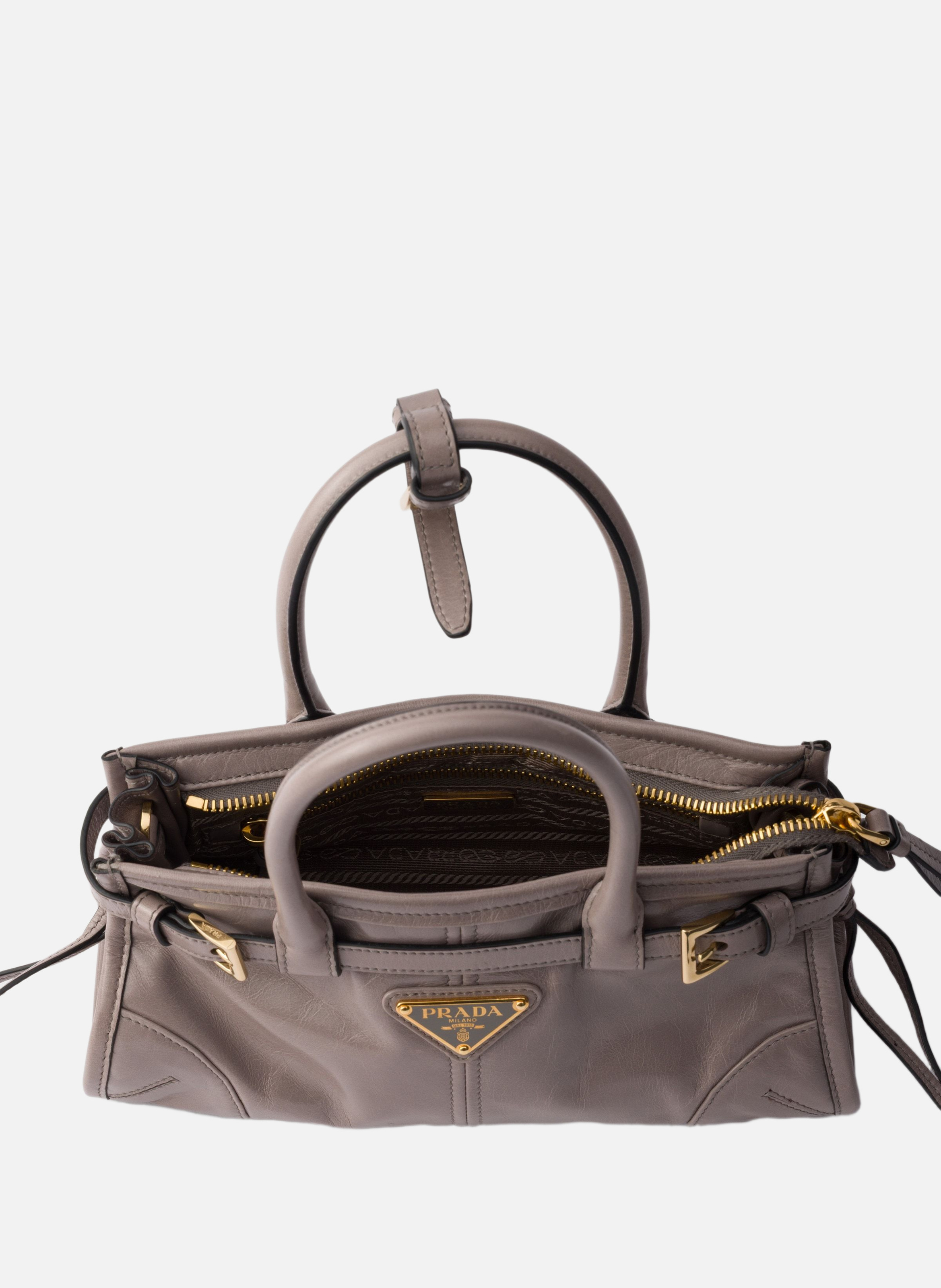 Mini sac à main prada bonnie en cuir PRADA Gris