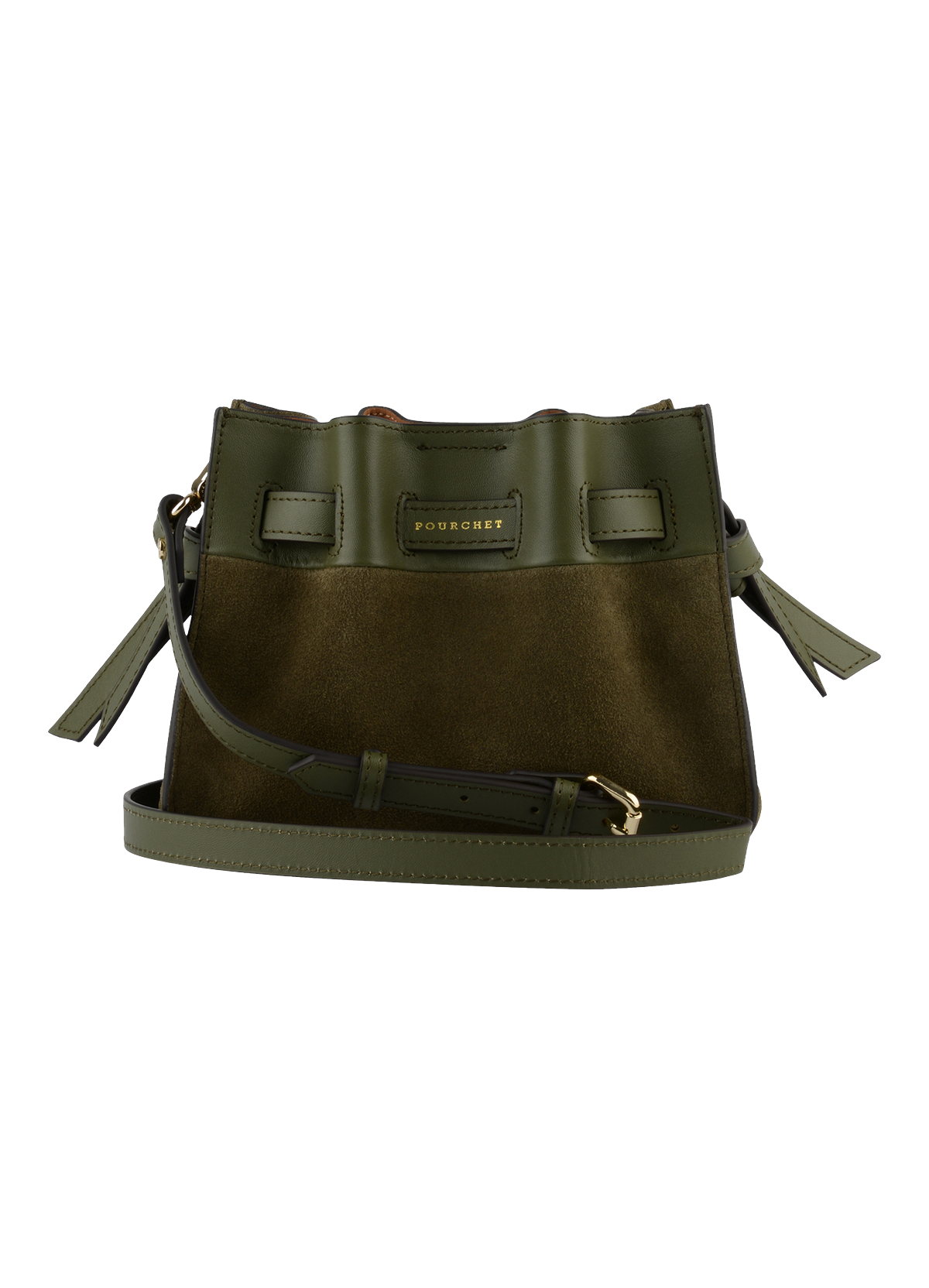 Blossom daim | sac porté travers pm POURCHET Kaki