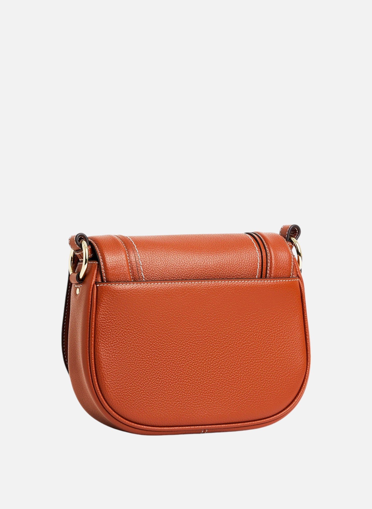 Sac bandoulière moyen modèle ella en cuir grainé LE TANNEUR Marron