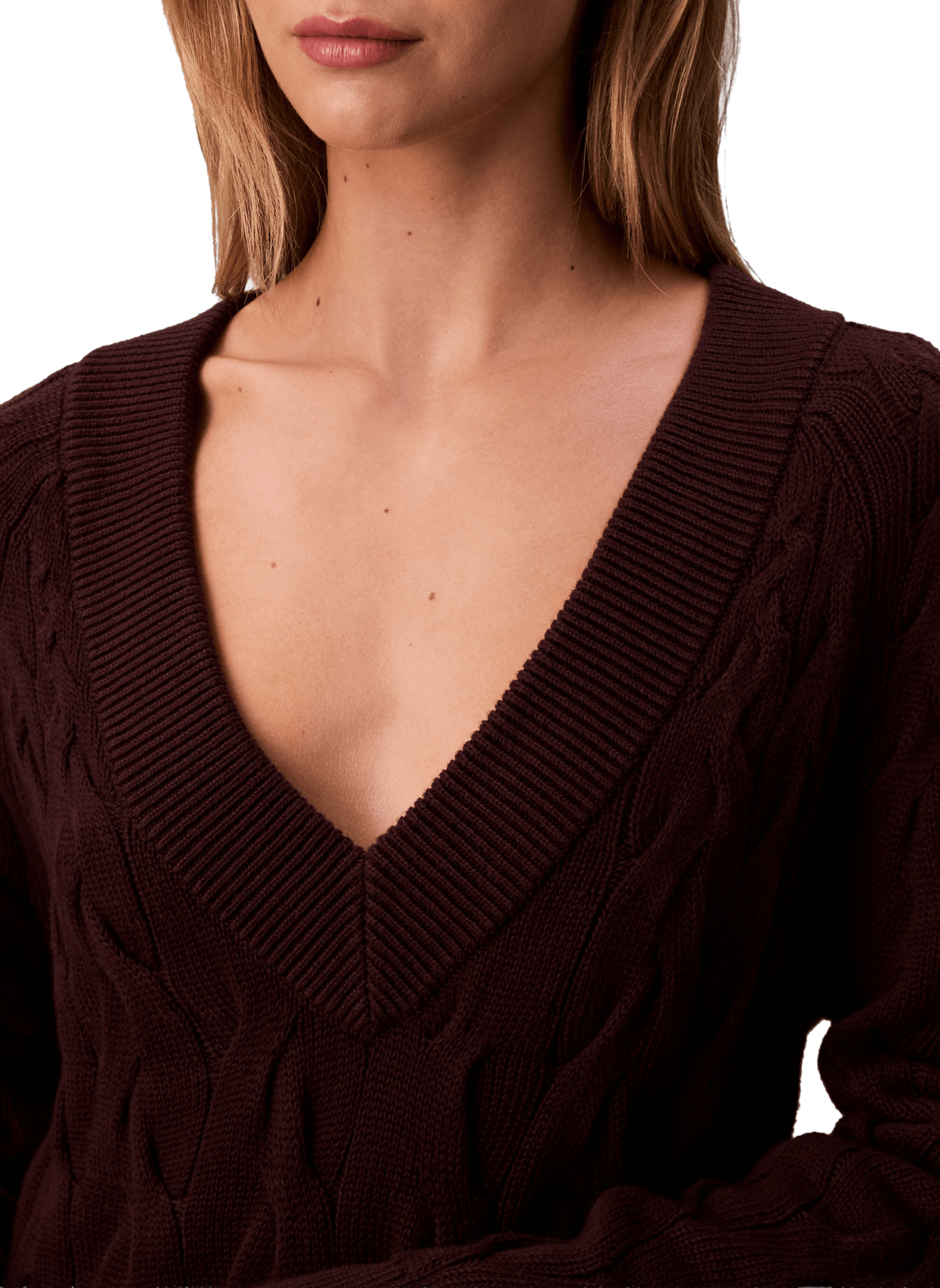 Robe pull en maille torsadée CALVIN KLEIN Marron