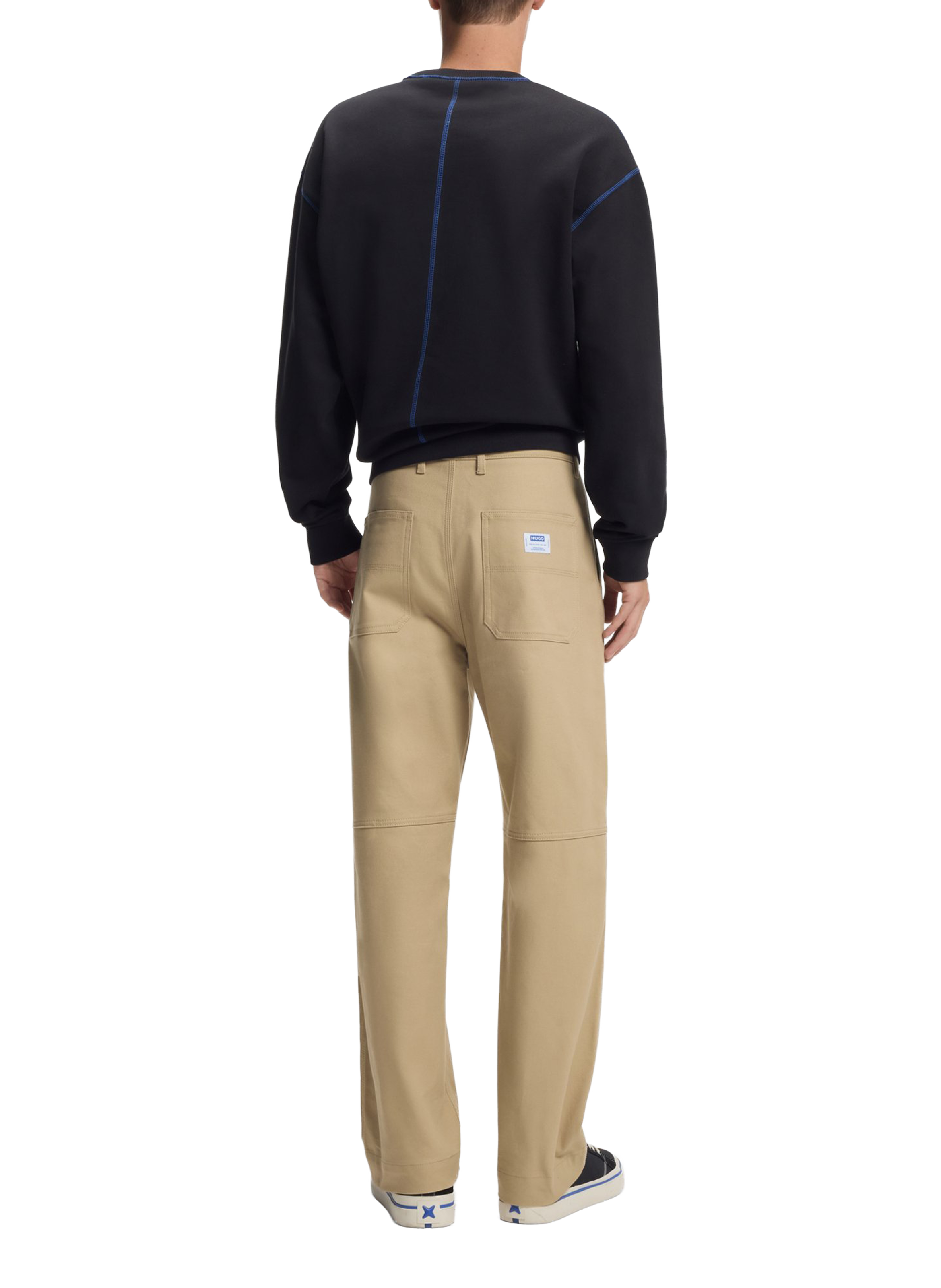 Pantalon droit en coton mélangé HUGO BLUE Beige
