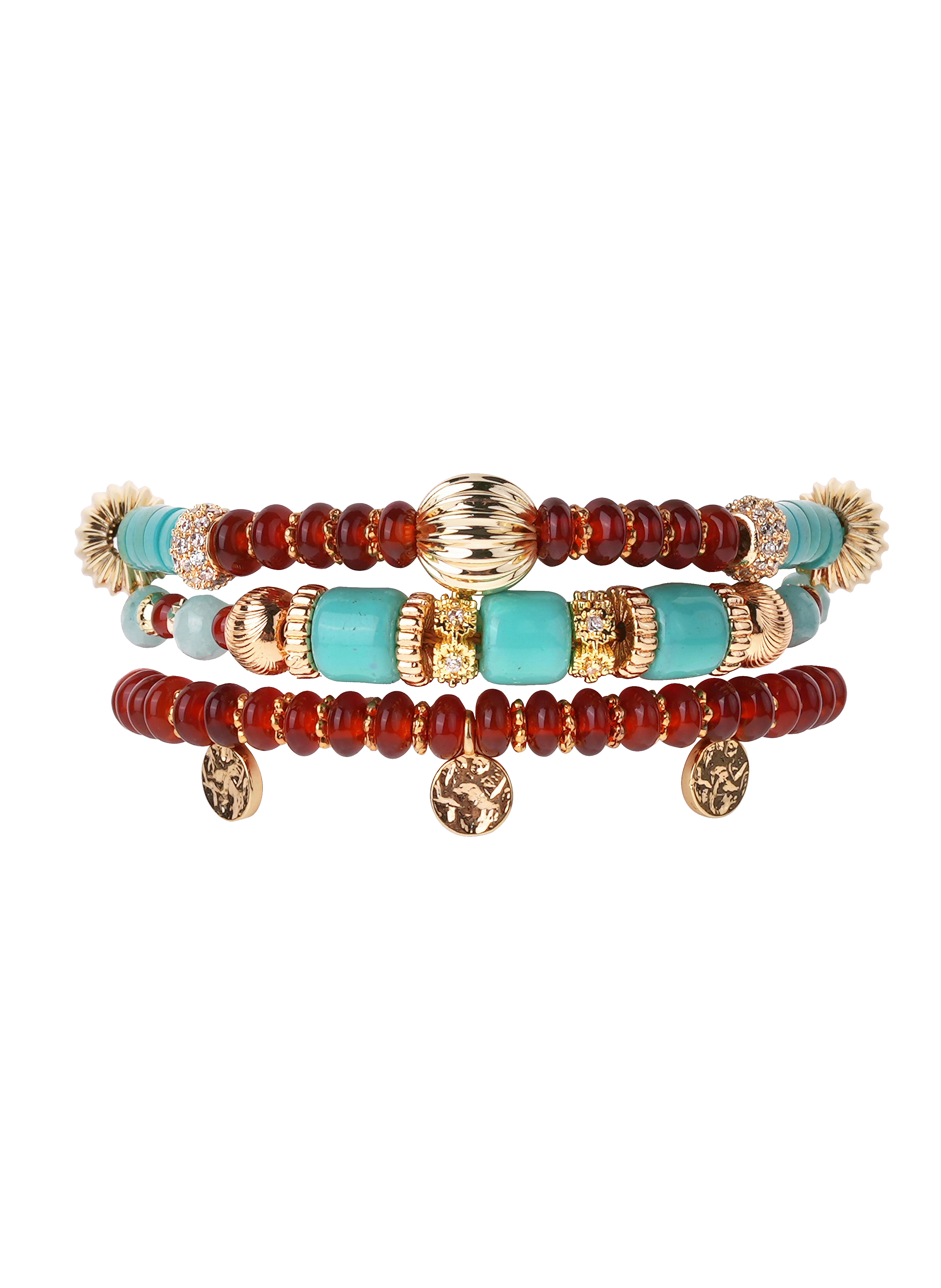 Bracelet manchette multiliens perles jerba HIPANEMA Bleu