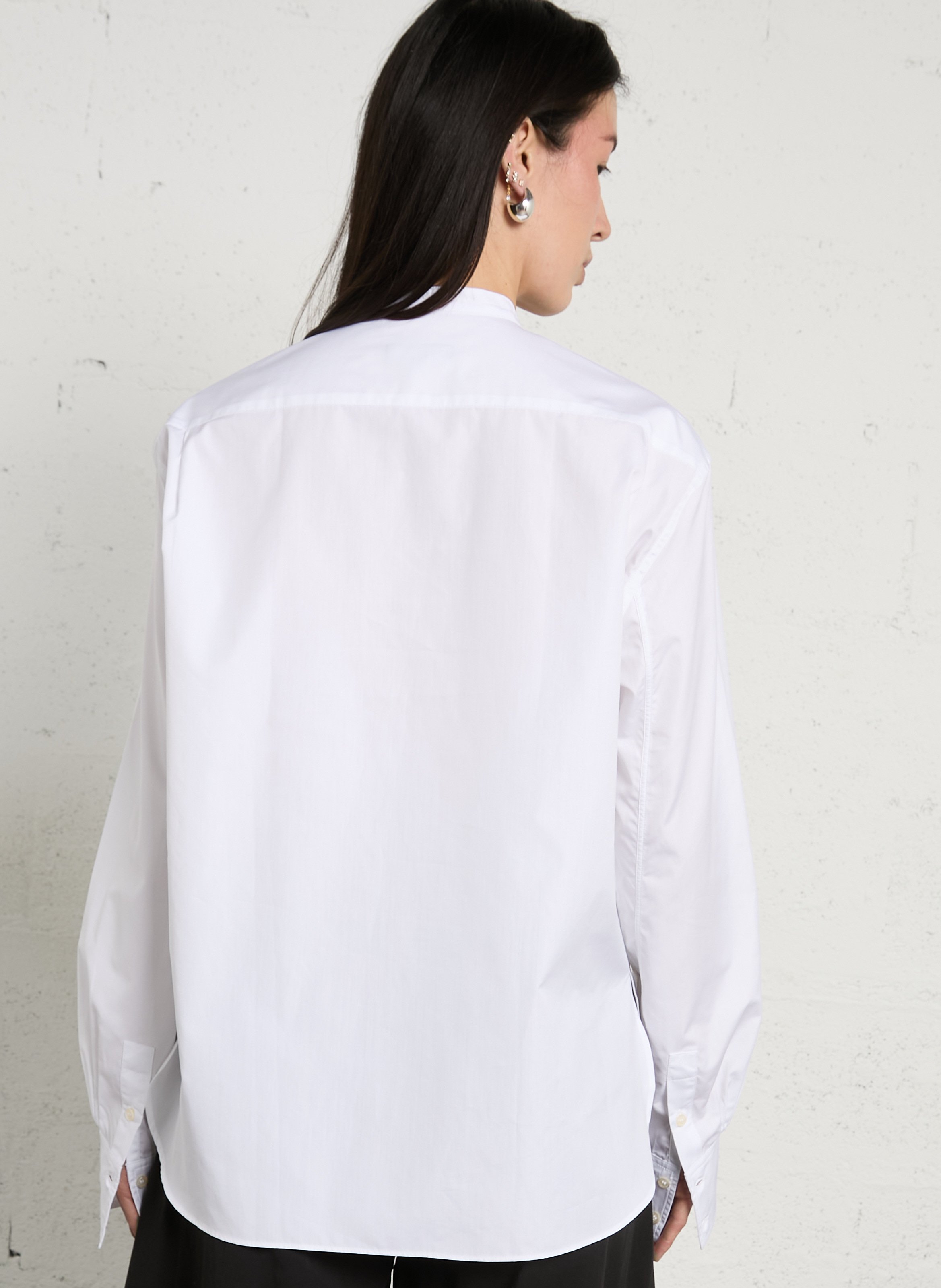 Chemise oversize col mao en coton bermudes SOEUR Blanc