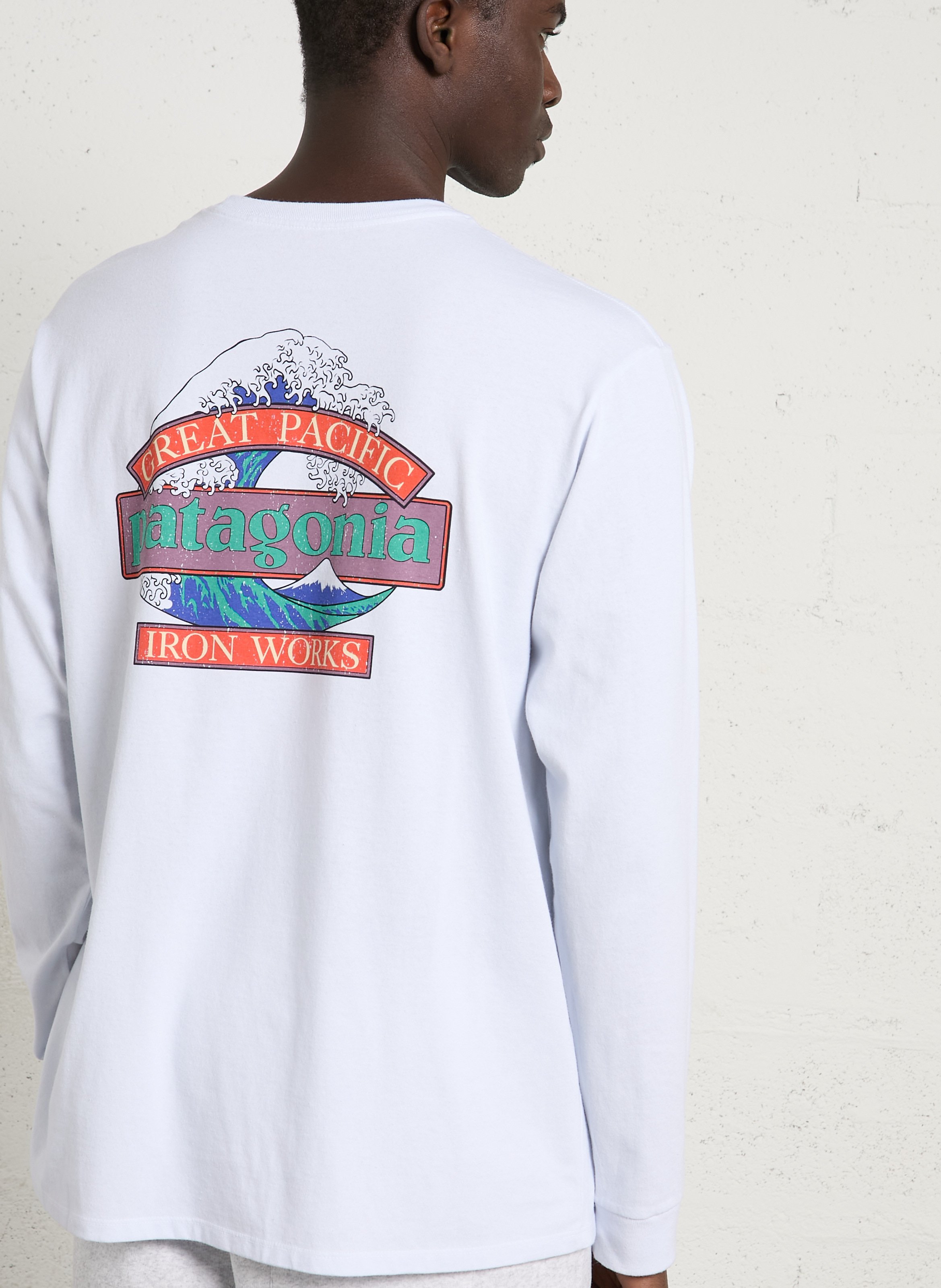 Tee-shirt droit col rond en coton recyclé mélangé PATAGONIA Blanc