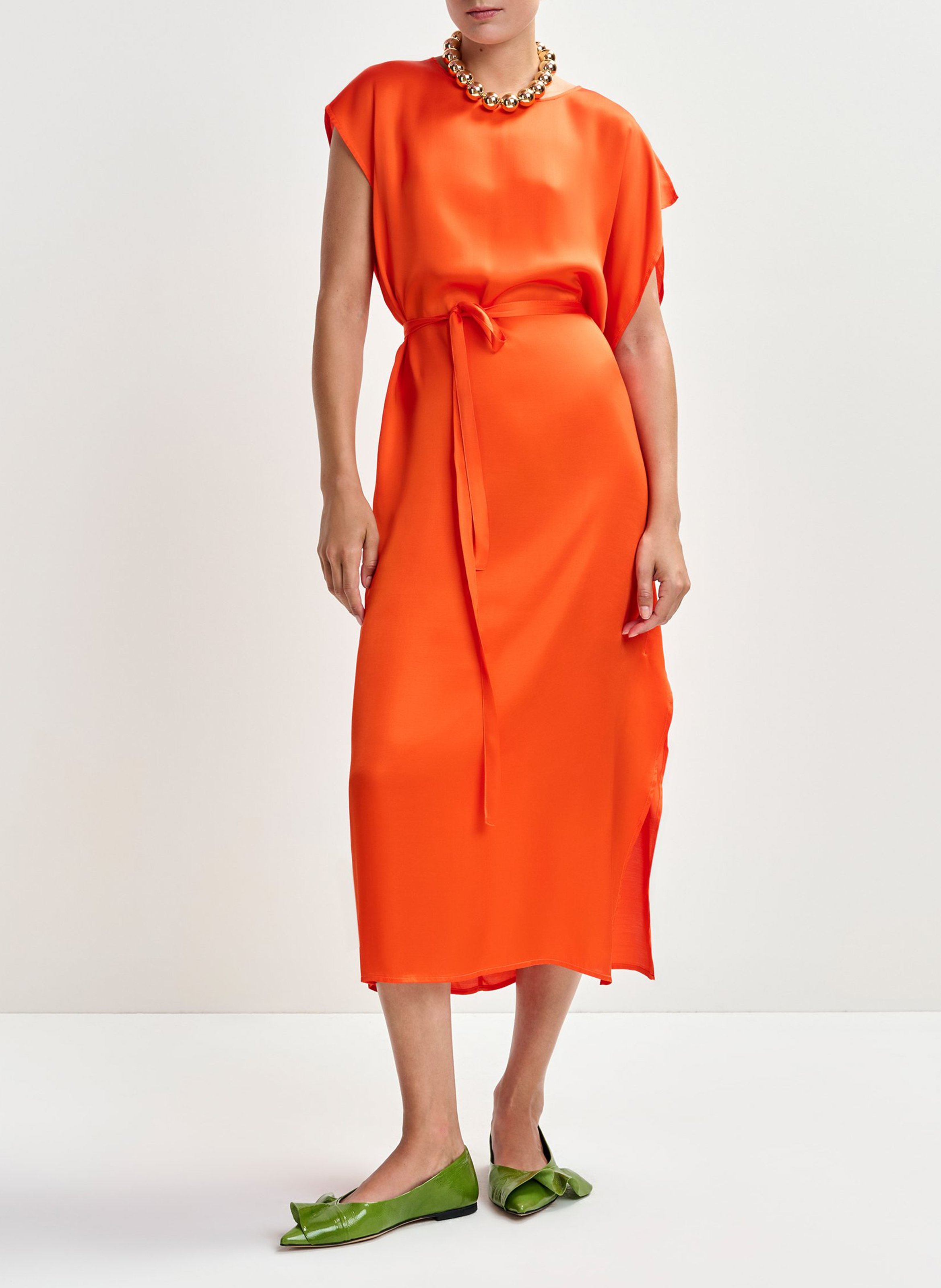 Robe midi col rond jaliyah ESSENTIEL ANTWERP Orange