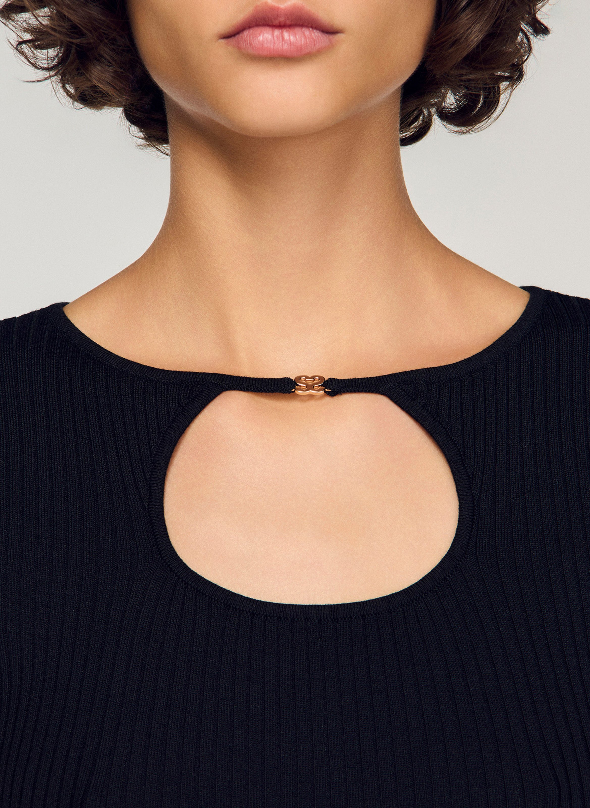 Top ajusté manches courtes SANDRO Noir