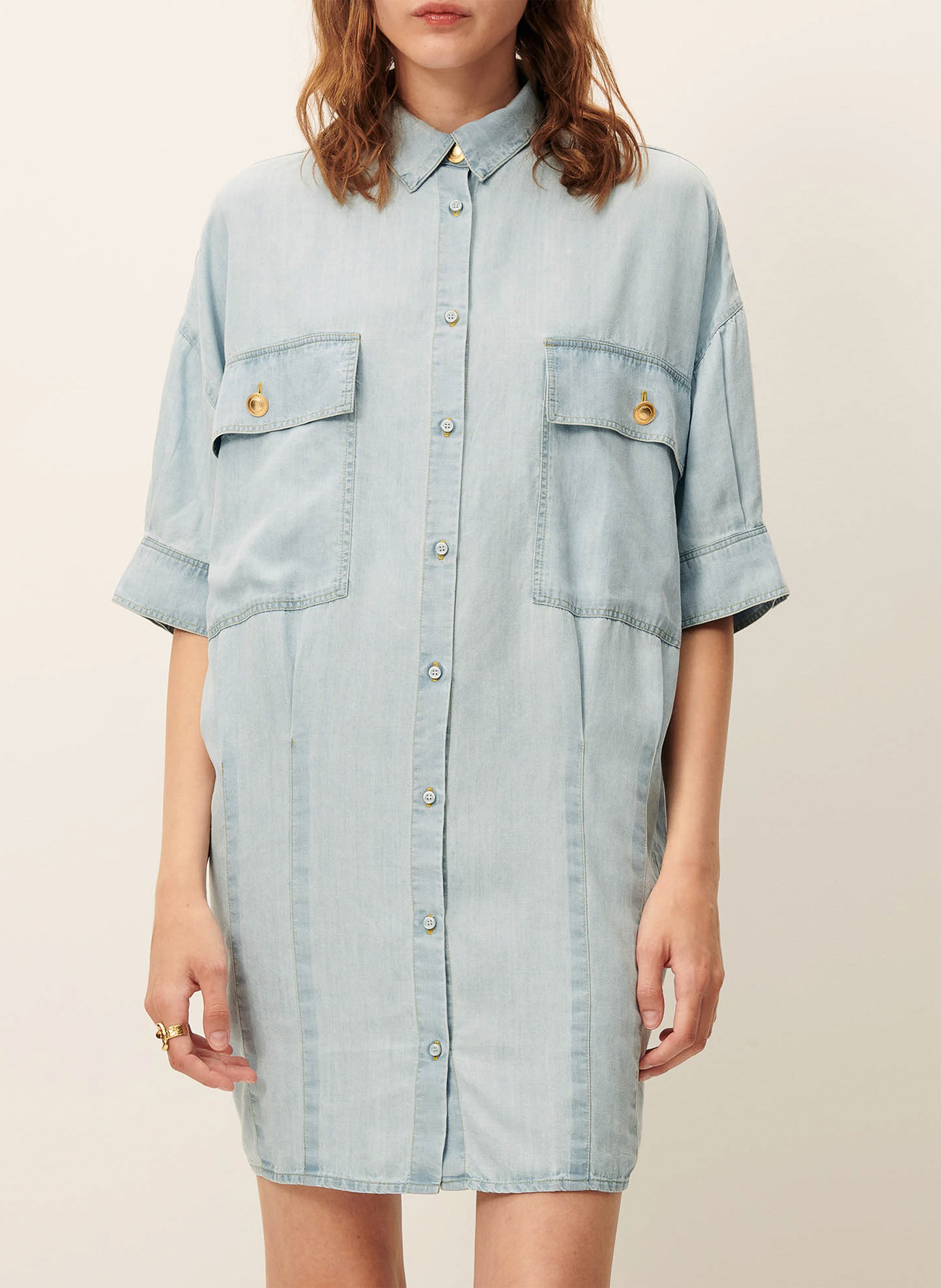 Robe courte chemise en jean fresqua SESSUN Bleu