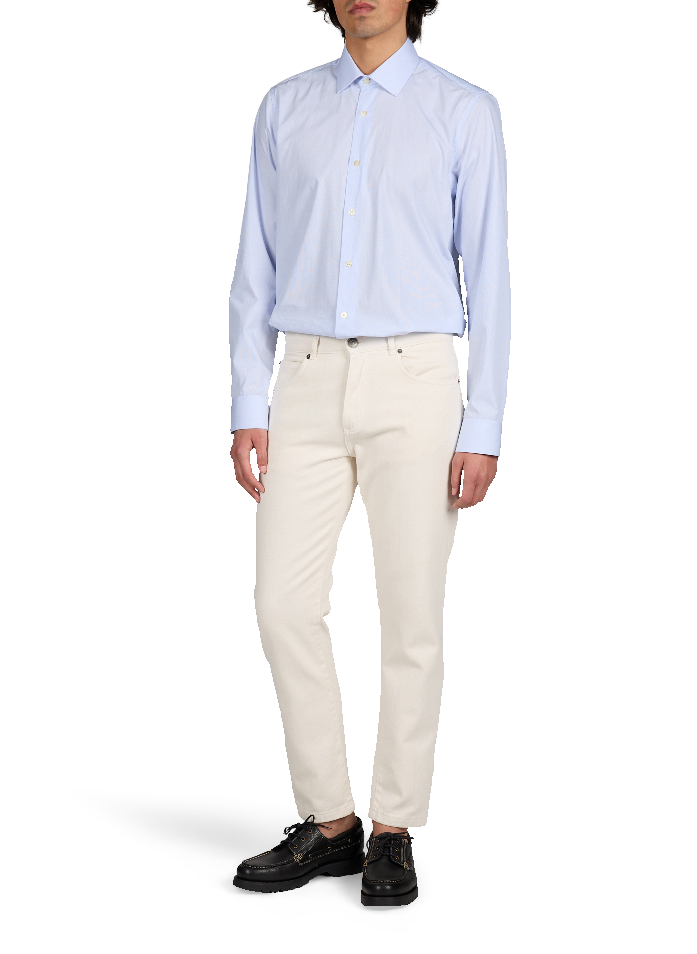 Chemise unie à manches longues en coton LAFAURIE Blanc