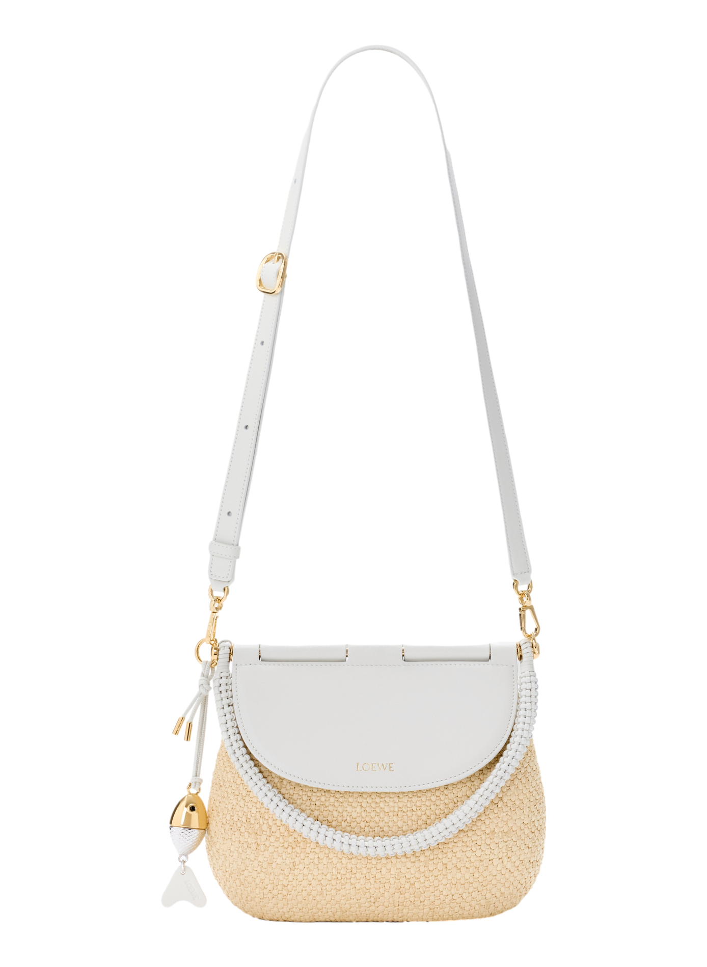 Medium Pescador bag in raffia and calf leather LOEWE Beige