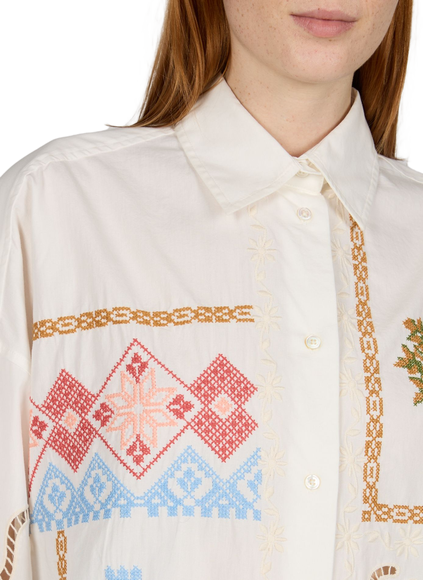 Embroidered long-sleeve cotton shirt MAX MARA WEEK END White