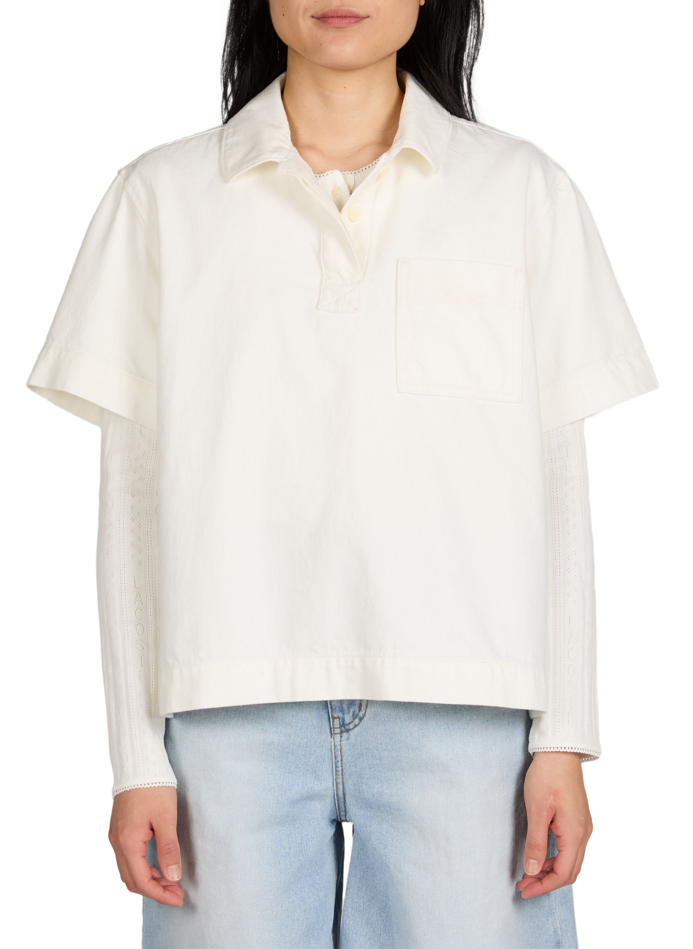 Oversized cotton polo with embroidered logo. LACOSTE White