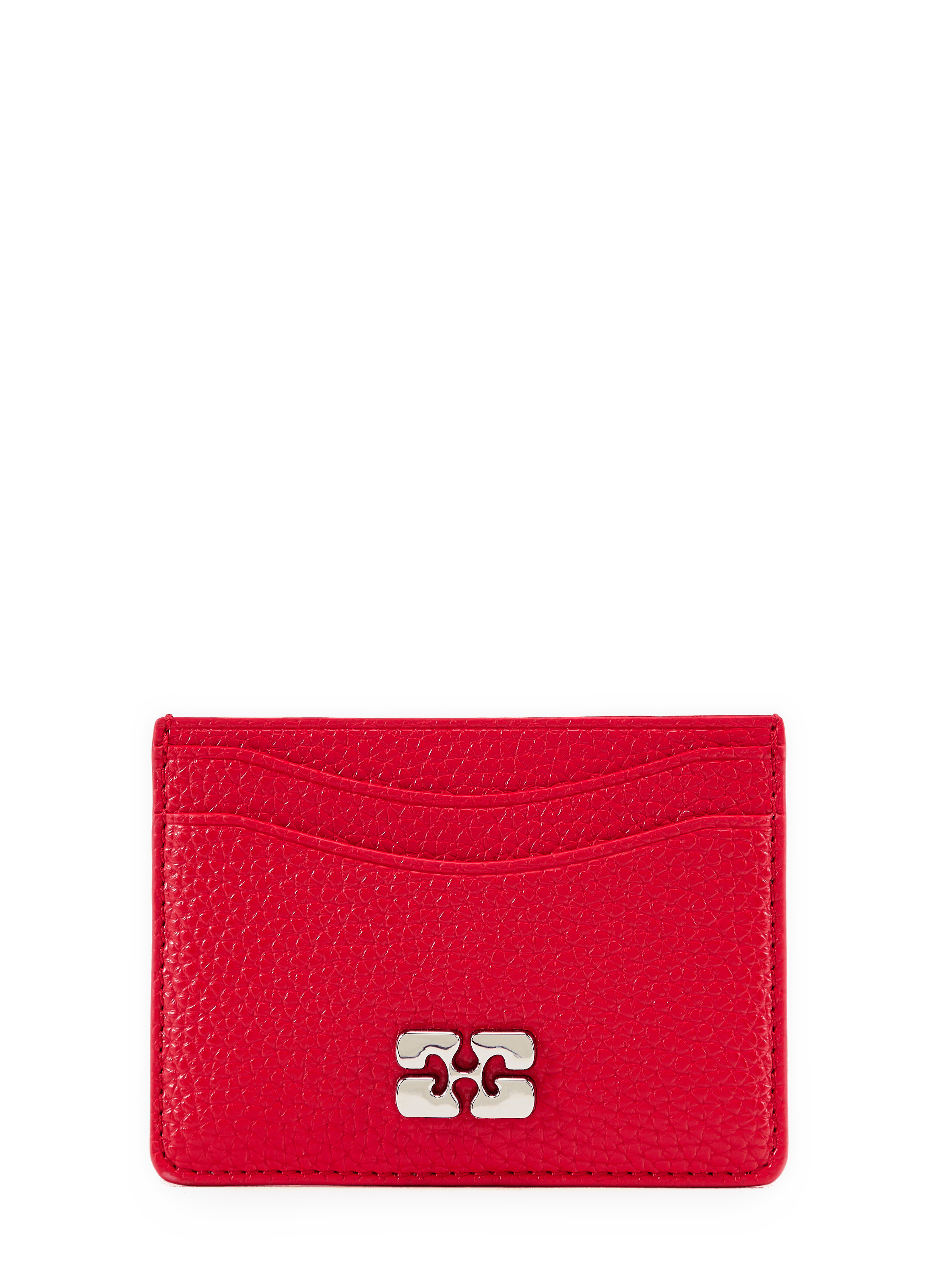 Grained logo card holder GANNI Red