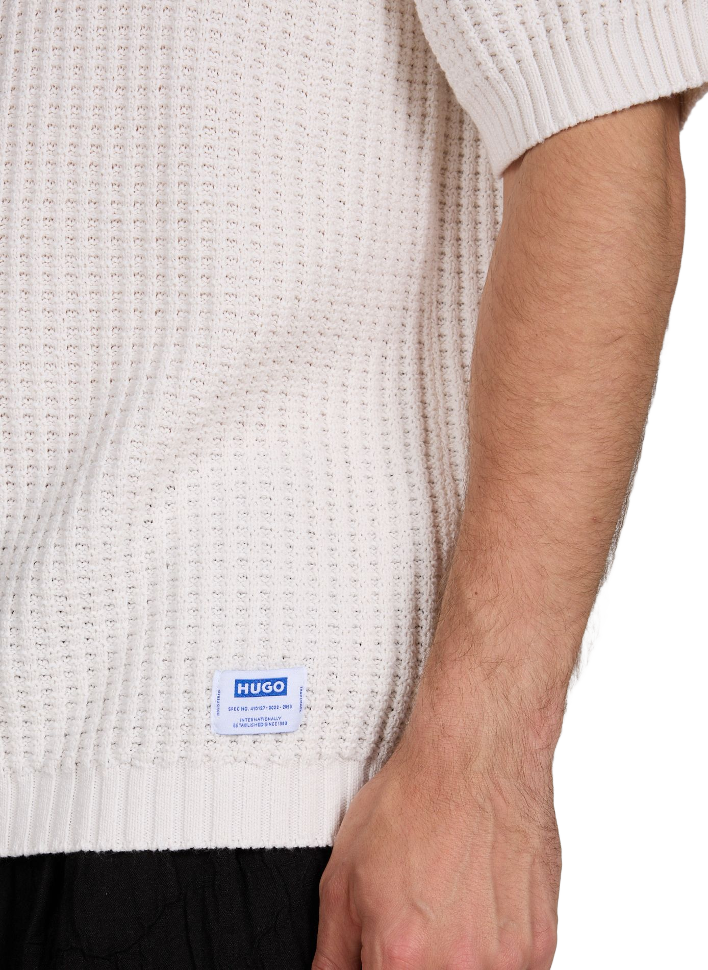 Textured knit polo in blended cotton HUGO BLUE White