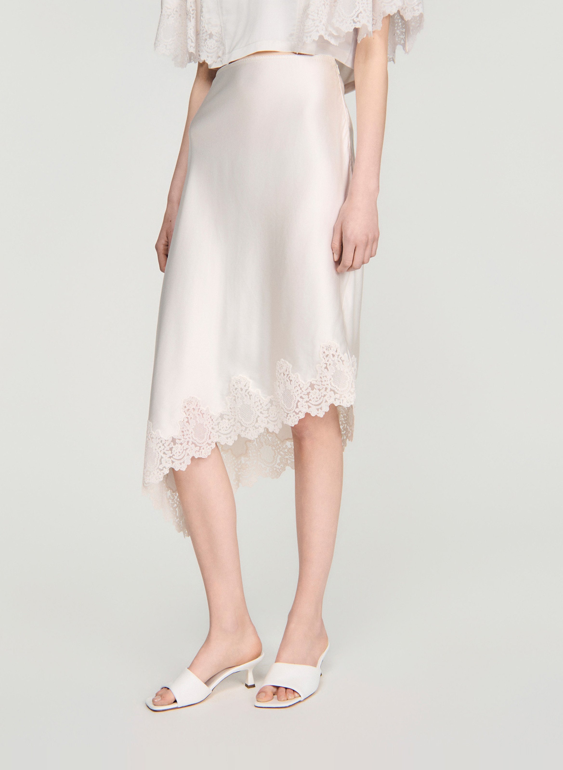 Jupe midi asymétrique SANDRO Beige