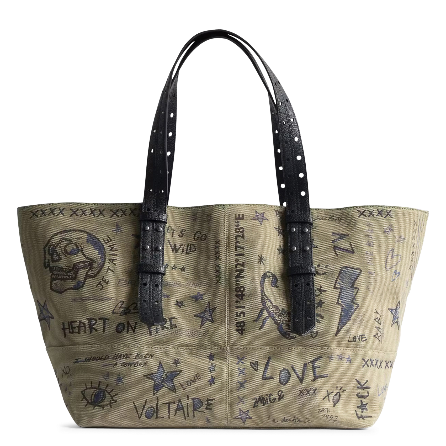 Cabas en toile imprimée en coton z camp ZADIG&VOLTAIRE Vert