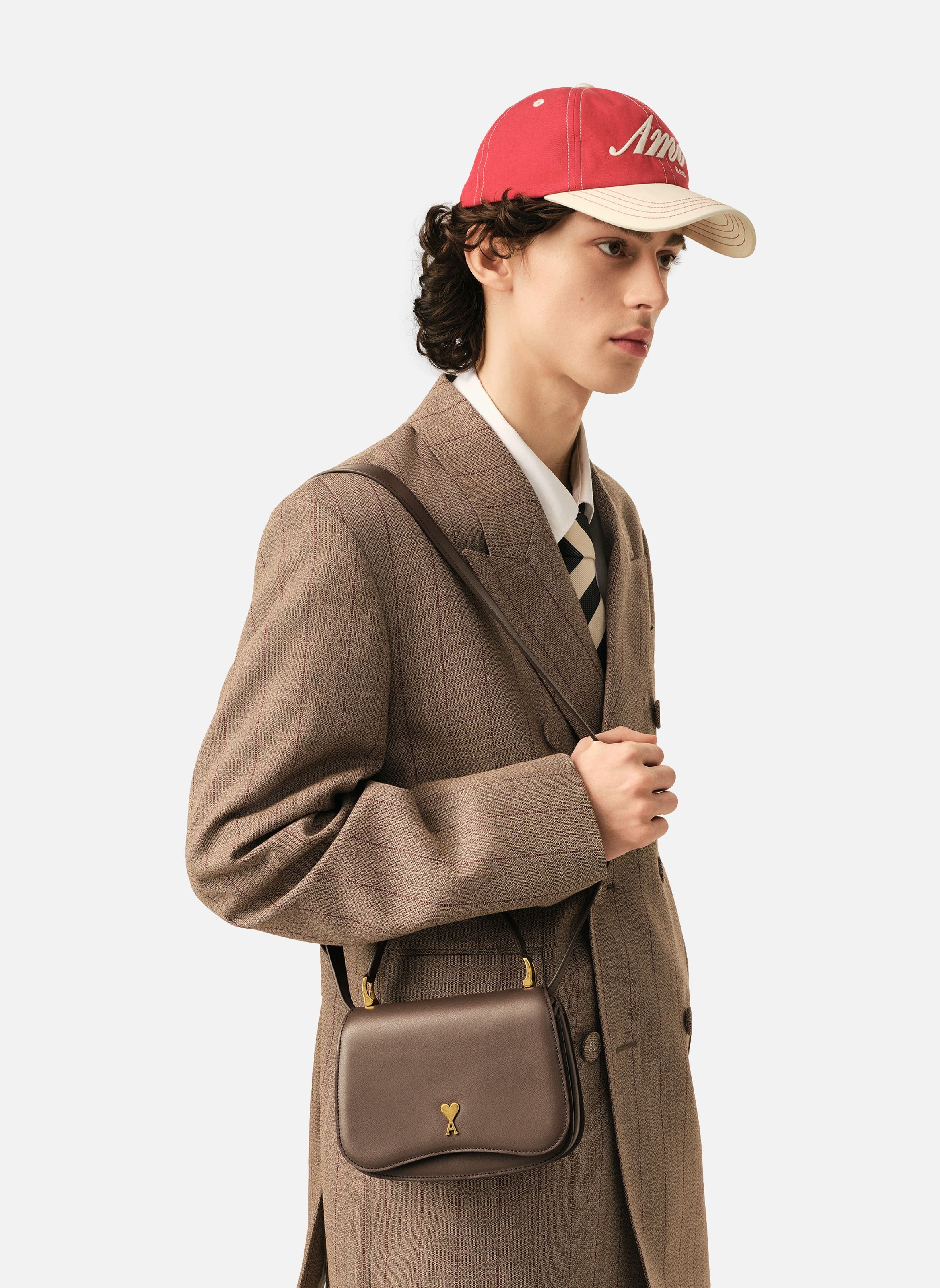 Sac porté main paris paris unisexe en cuir de vachette AMI PARIS Marron