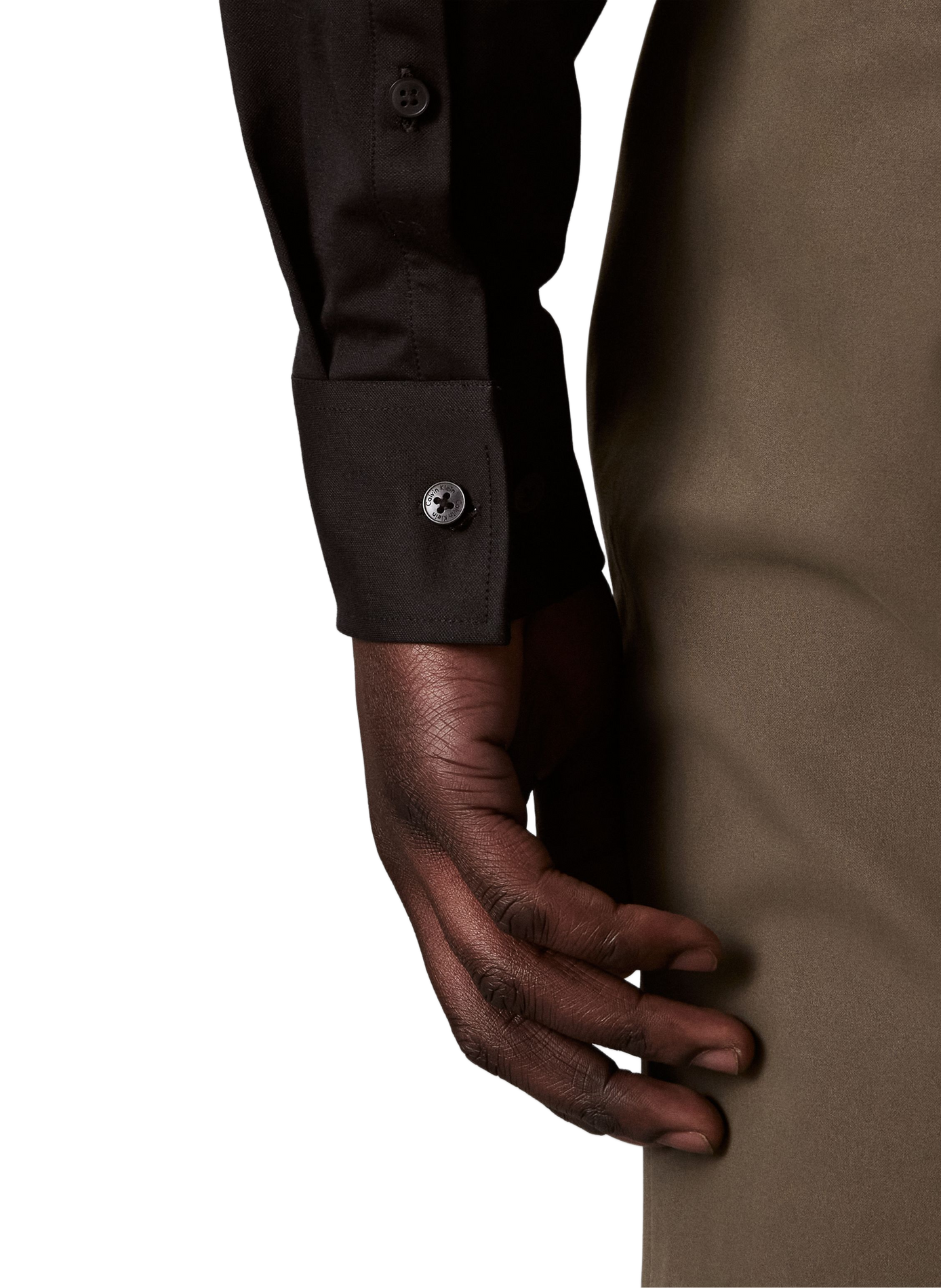 Solid slim fit shirt in blended cotton. CALVIN KLEIN Black