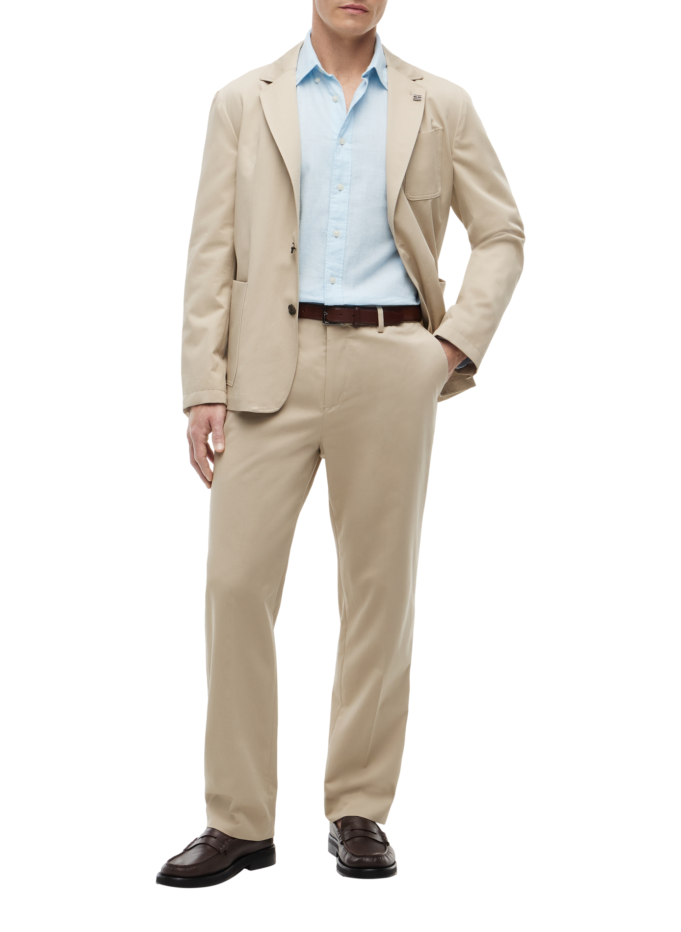 Pantalón de traje de algodón TOMMY HILFIGER Beige