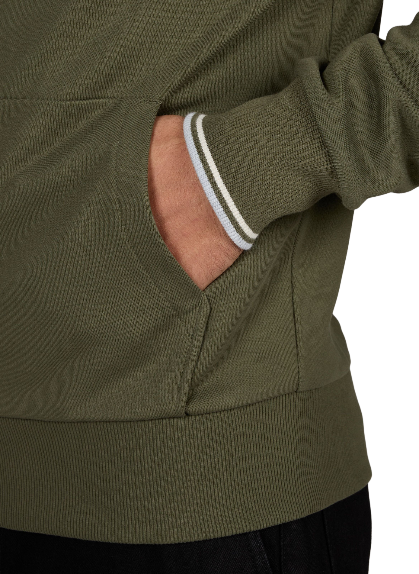 Zip-up hoodie with embroidered logo in cotton FRED PERRY Green