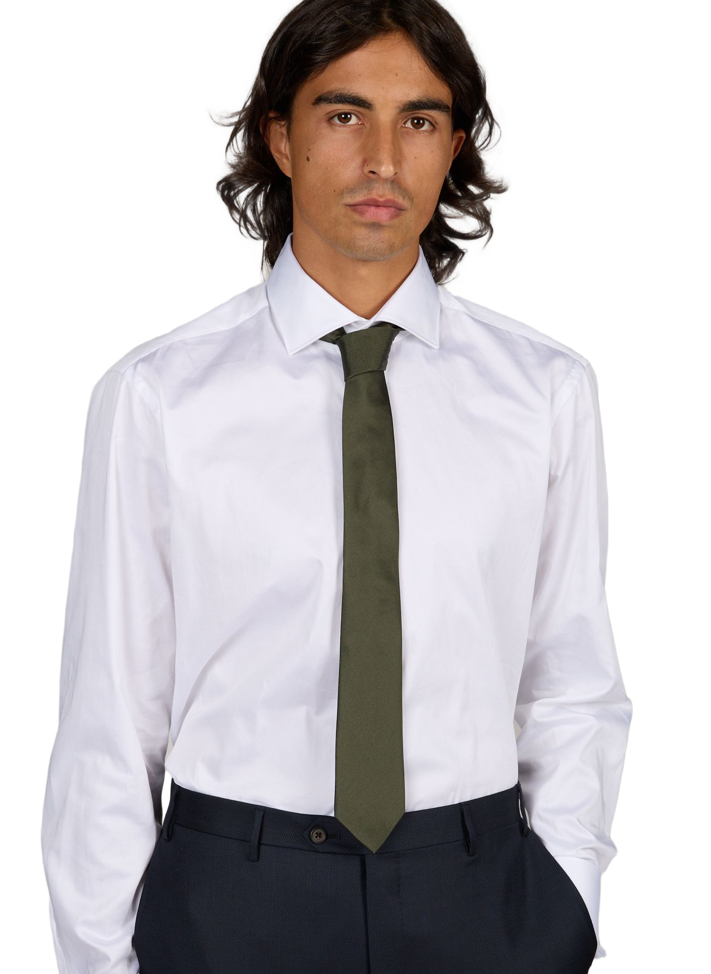 Silk tie AU PRINTEMPS PARIS Khaki