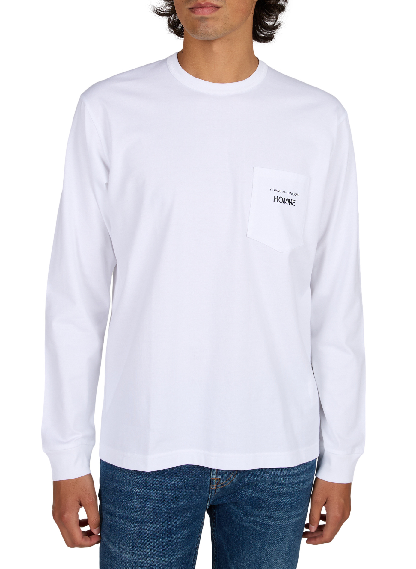 T-shirt manches longues à logo en coton COMME DES GARCONS HOMME Blanc