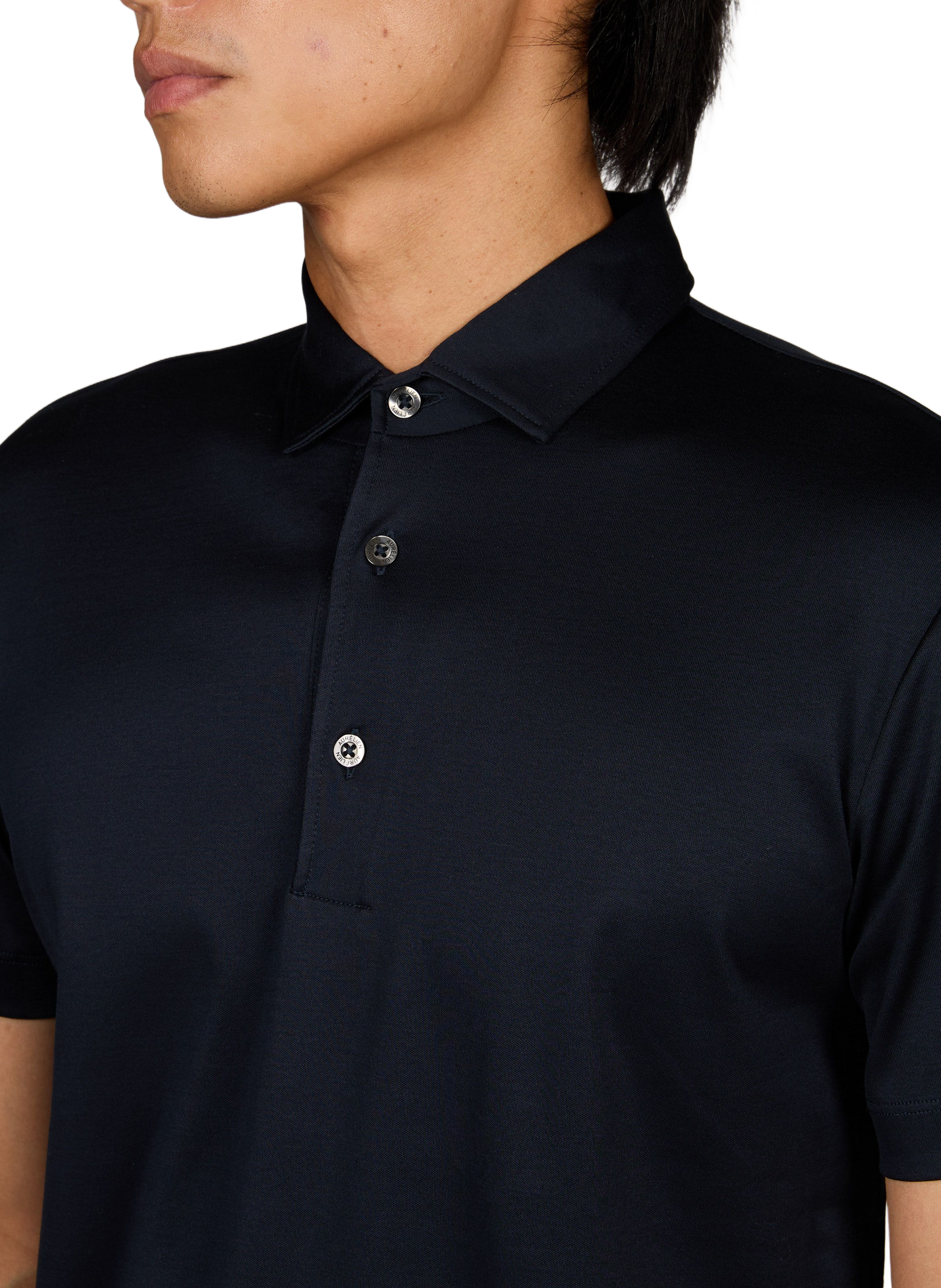 Solid short-sleeve straight fit polo AURELIEN Blue