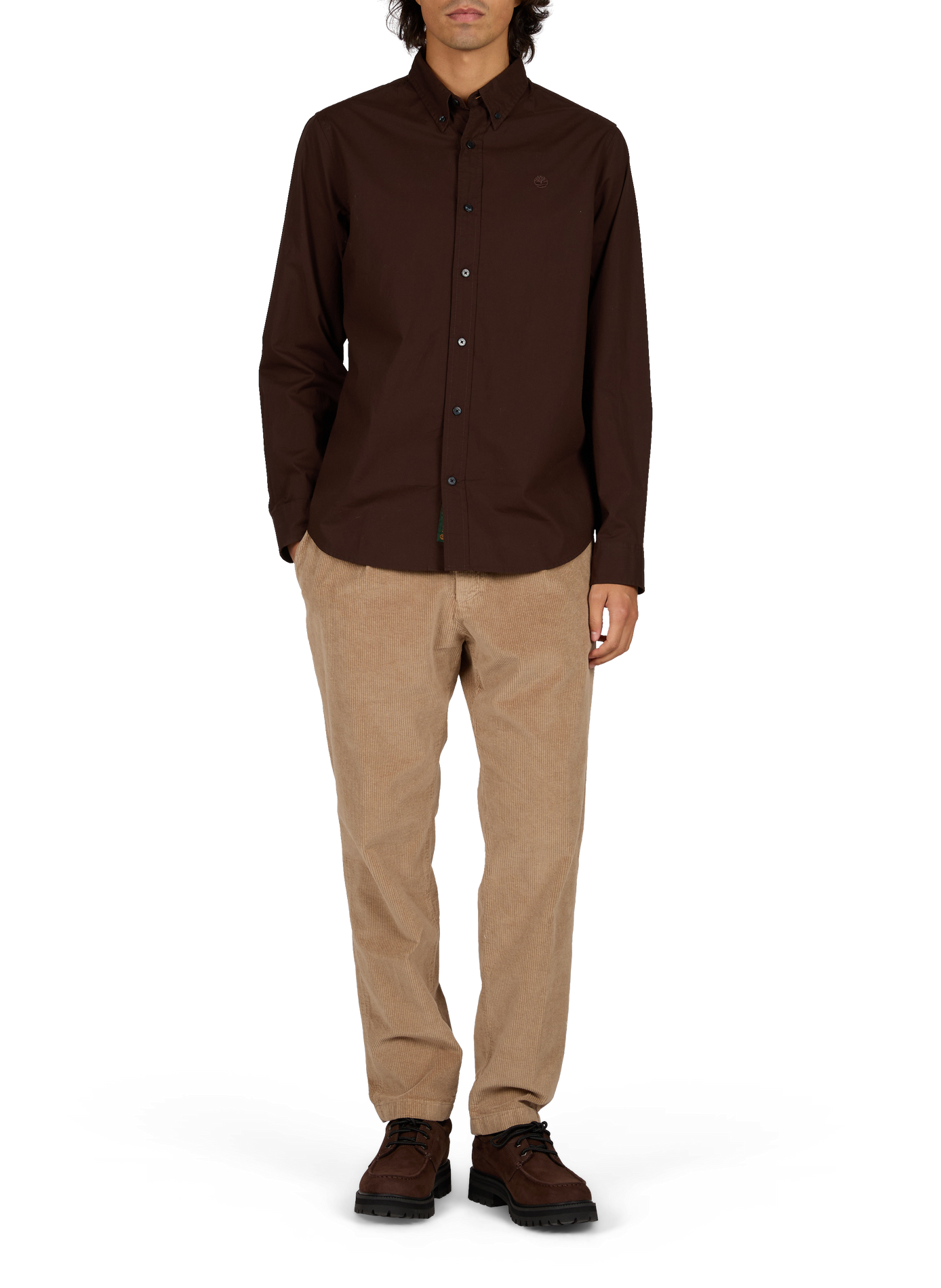 Chemise slim en coton TIMBERLAND Marron