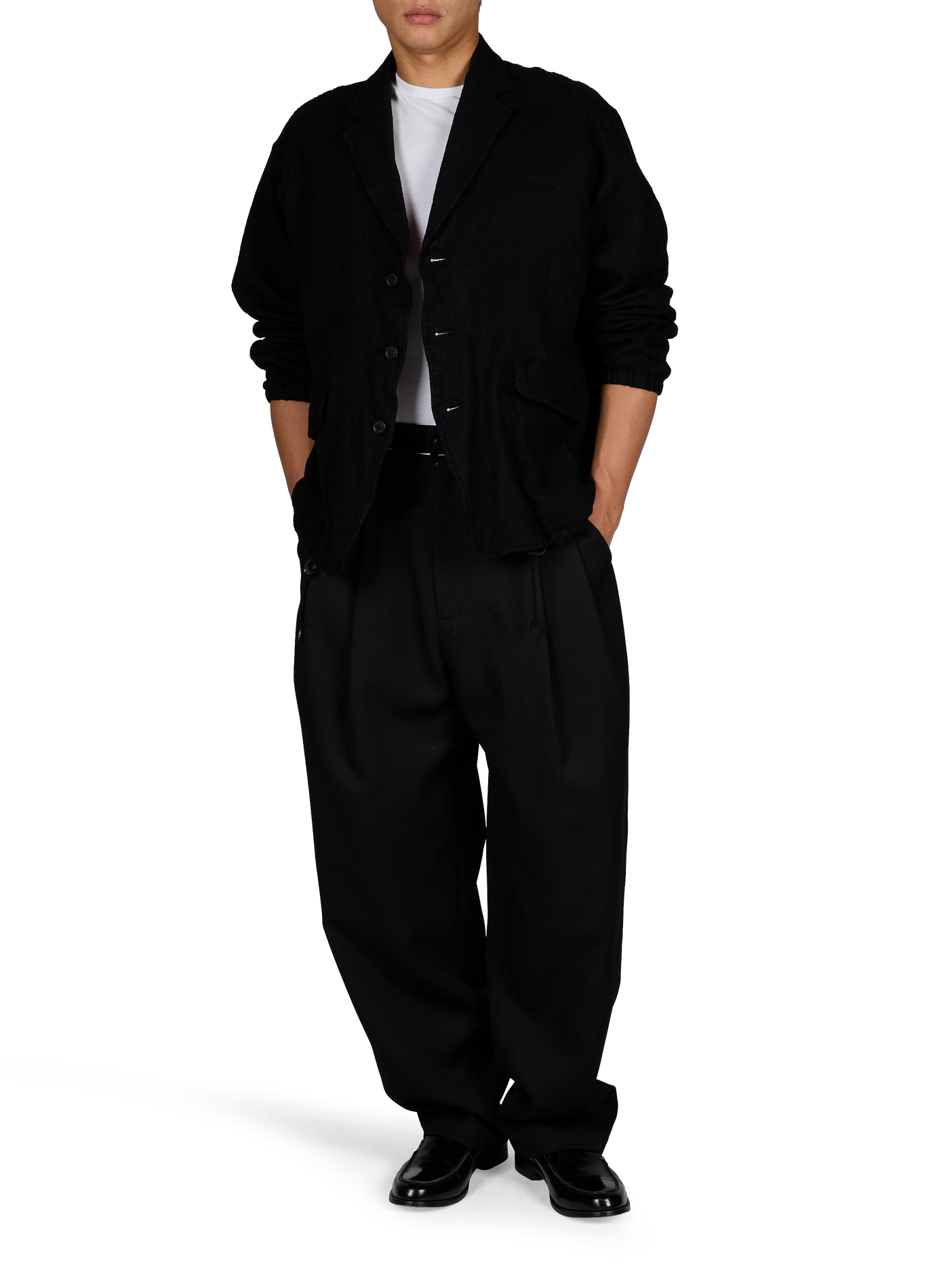 Oversized wool blazer with tailored collar COMME DES GARCONS HOMME Black