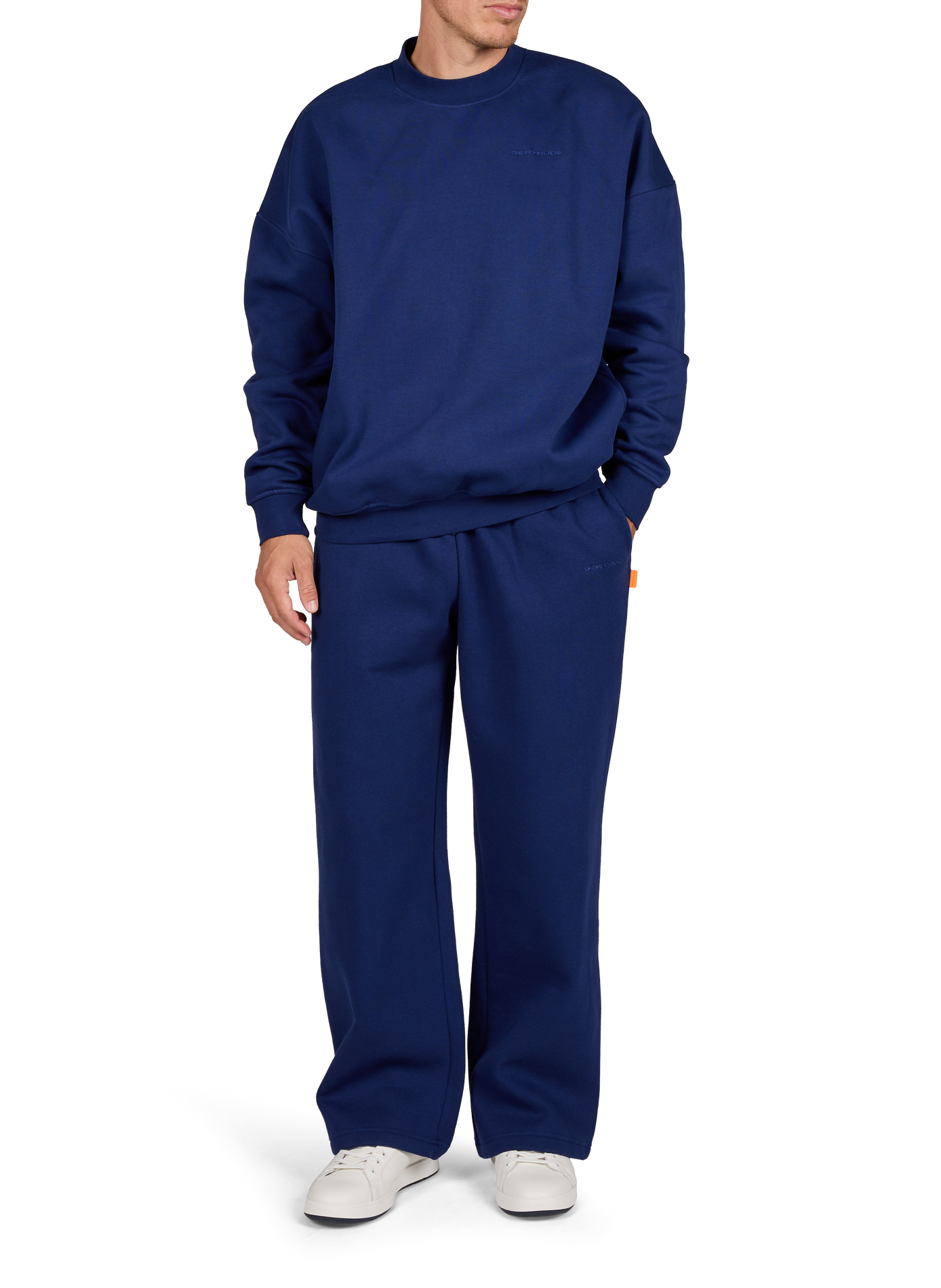 Oversize Rundhalsausschnitt Pullover aus Baumwollmischung GERTRUDE Blau