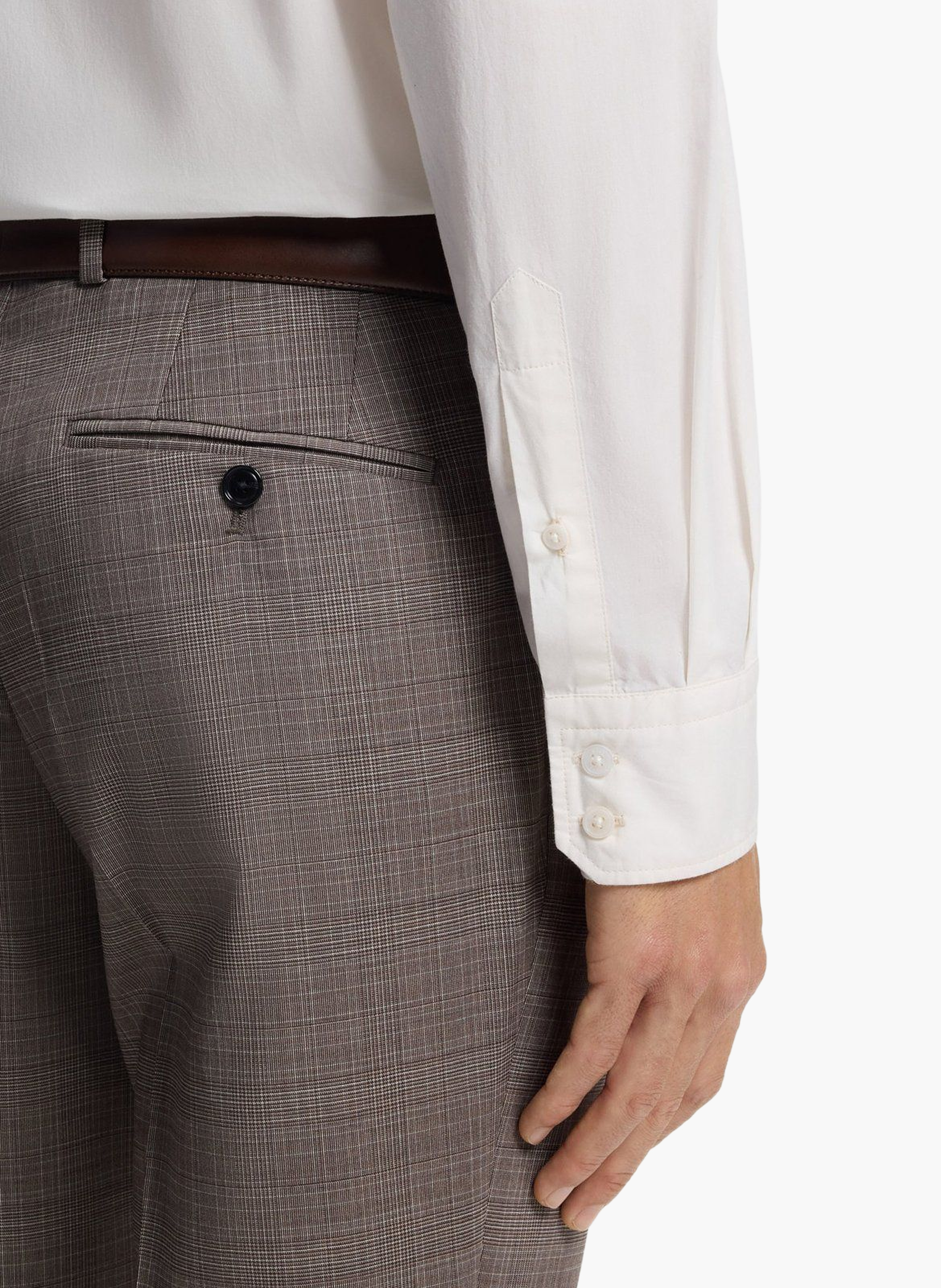 Chemise en coton col classique BOSS Beige