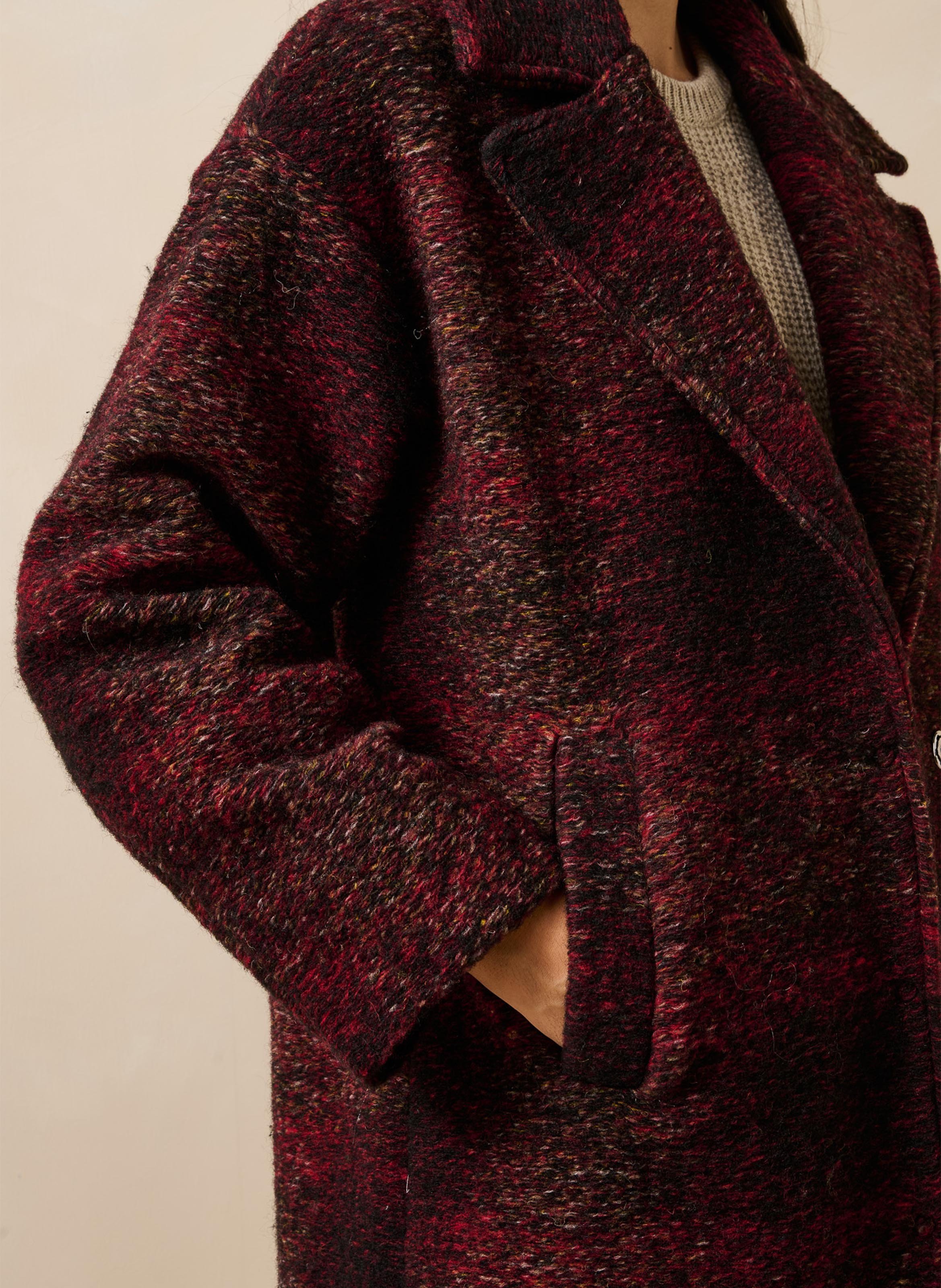 Halflang wollen jas LA FEE MARABOUTEE Rood