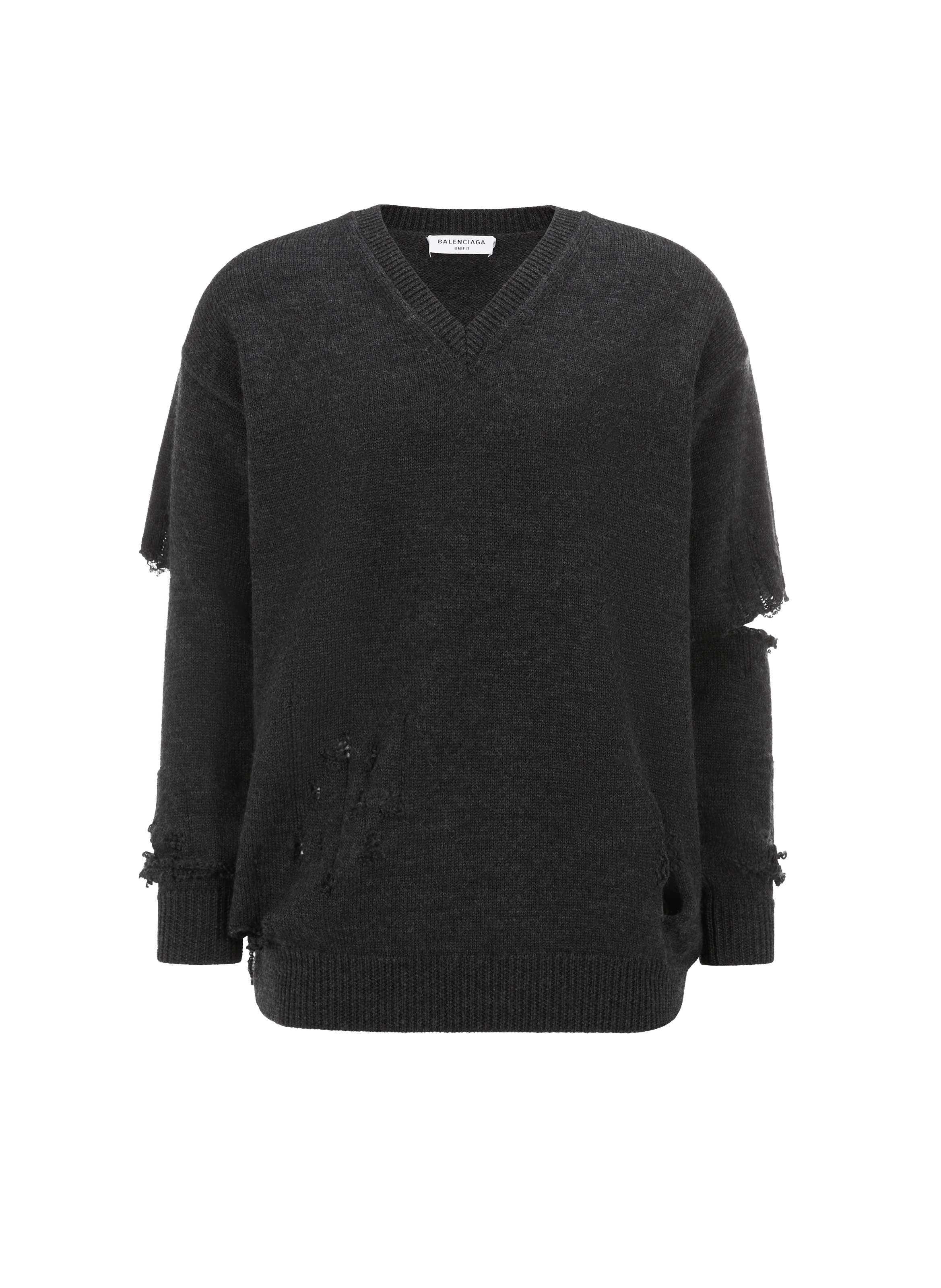 Pull col V effiloché en laine