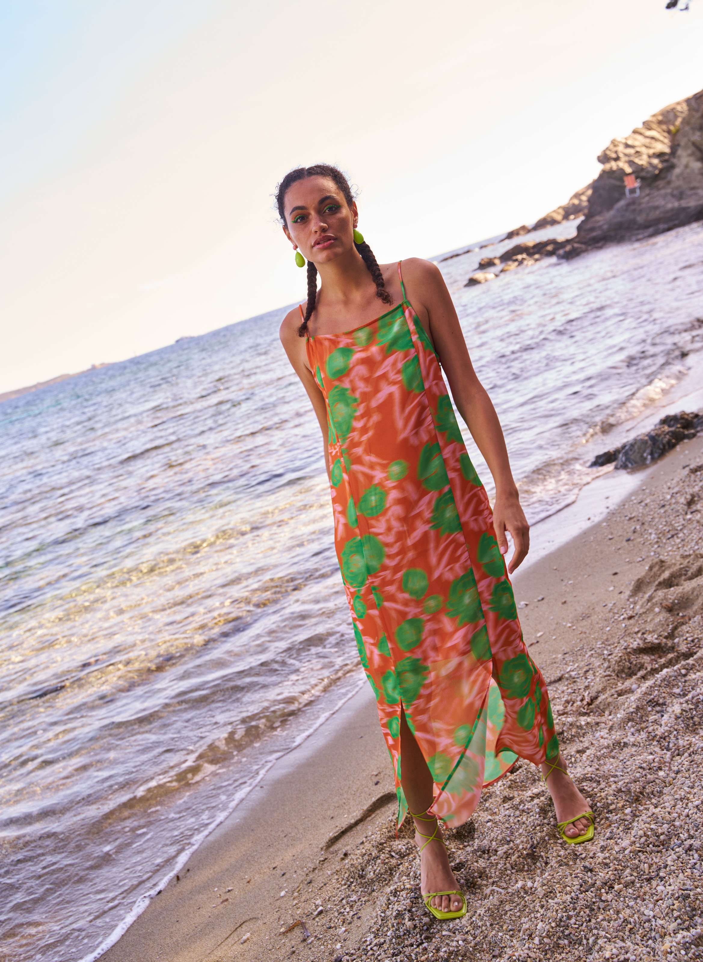 Robe longue imprimé GANNI Orange