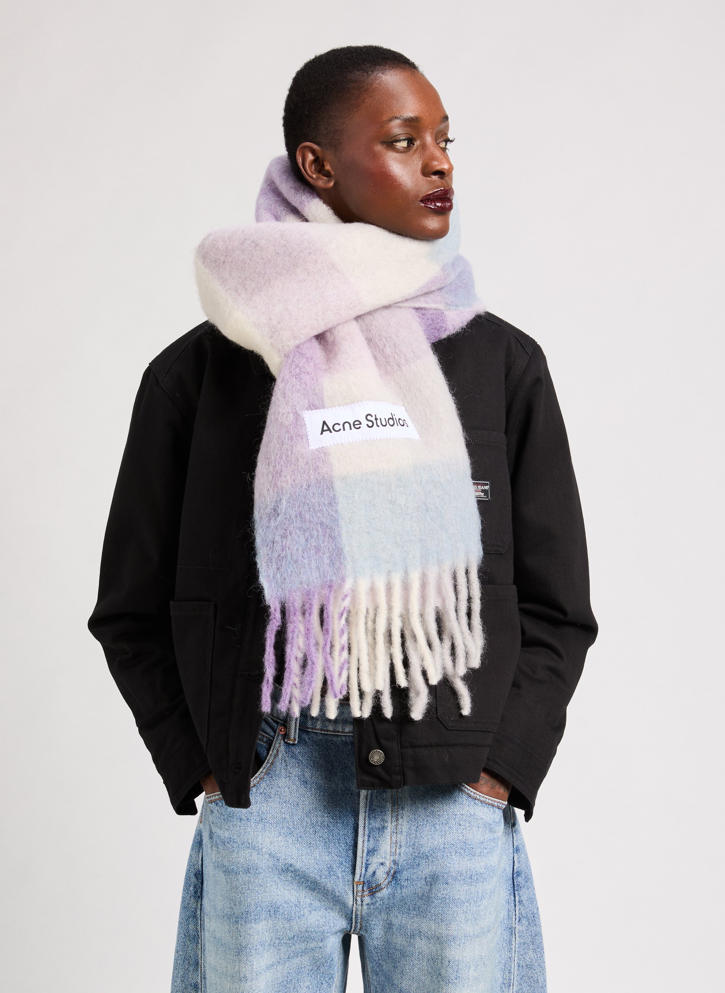 Echarpe à carreaux en laine mélangée ACNE STUDIOS Multicolore