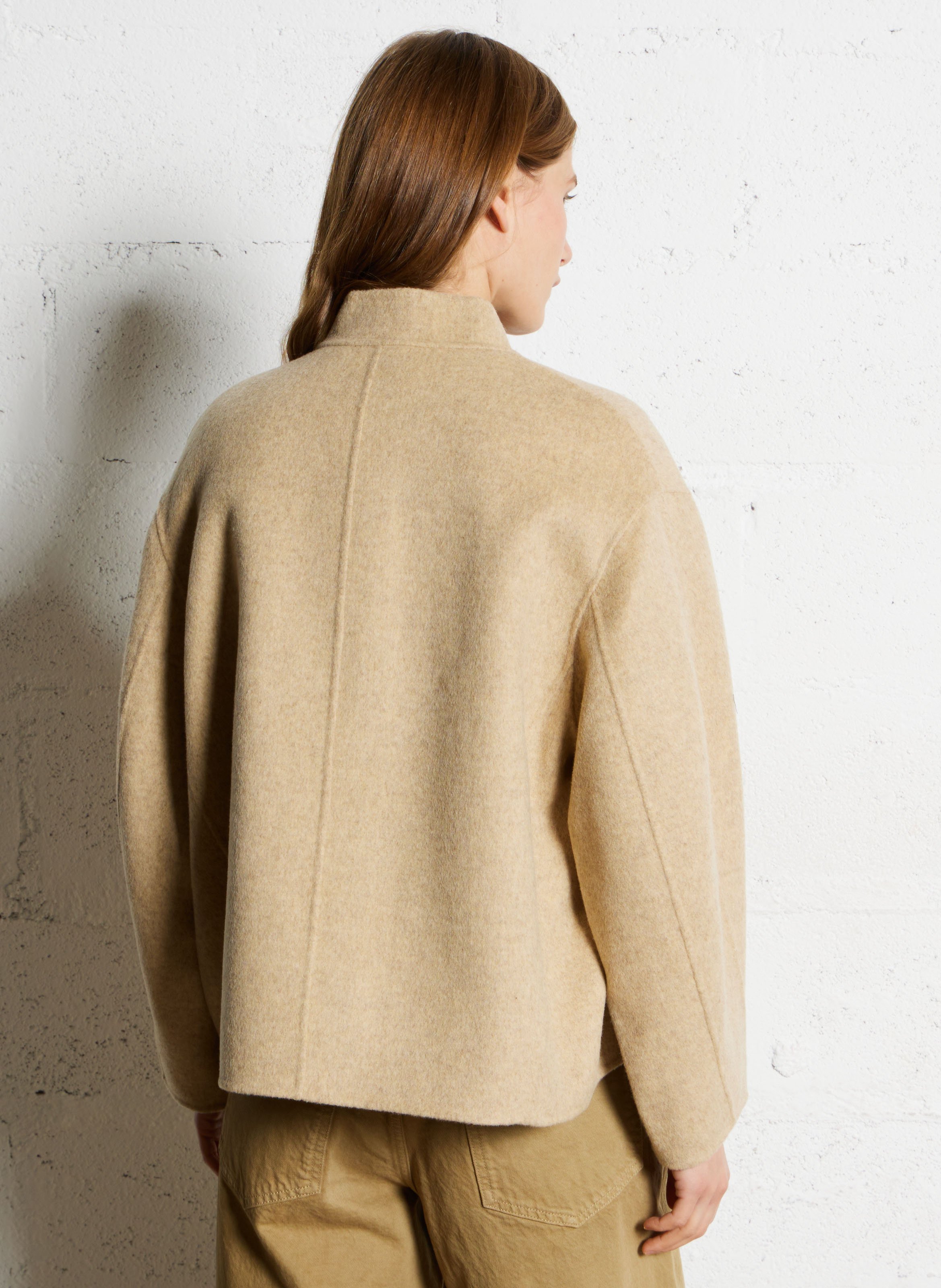 Manteau col rond en laine mélangée windsor SOEUR Beige