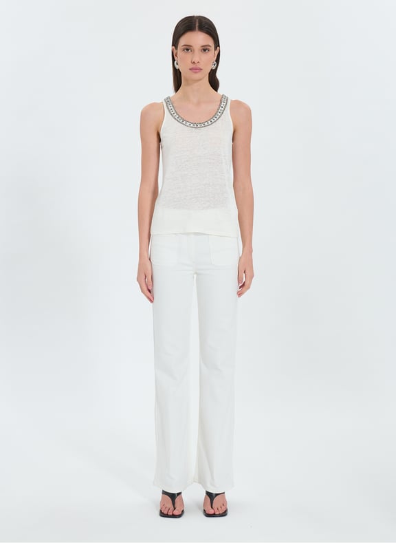 Top kaki droit - tada Blanc by ZAPA ZAPA Top kaki droit - tada Blanc