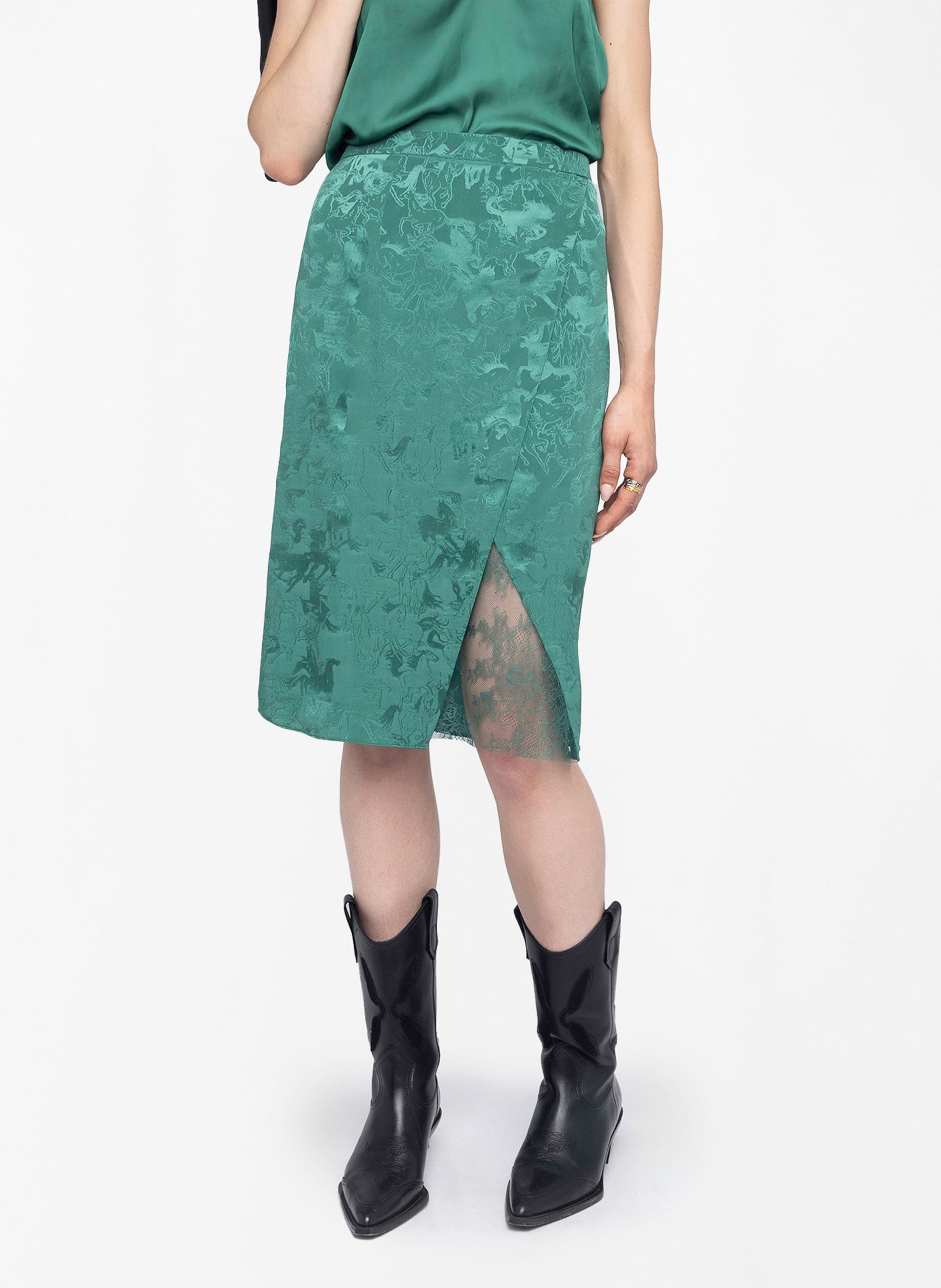 Jupe midi en soie julen ZADIG&VOLTAIRE Vert