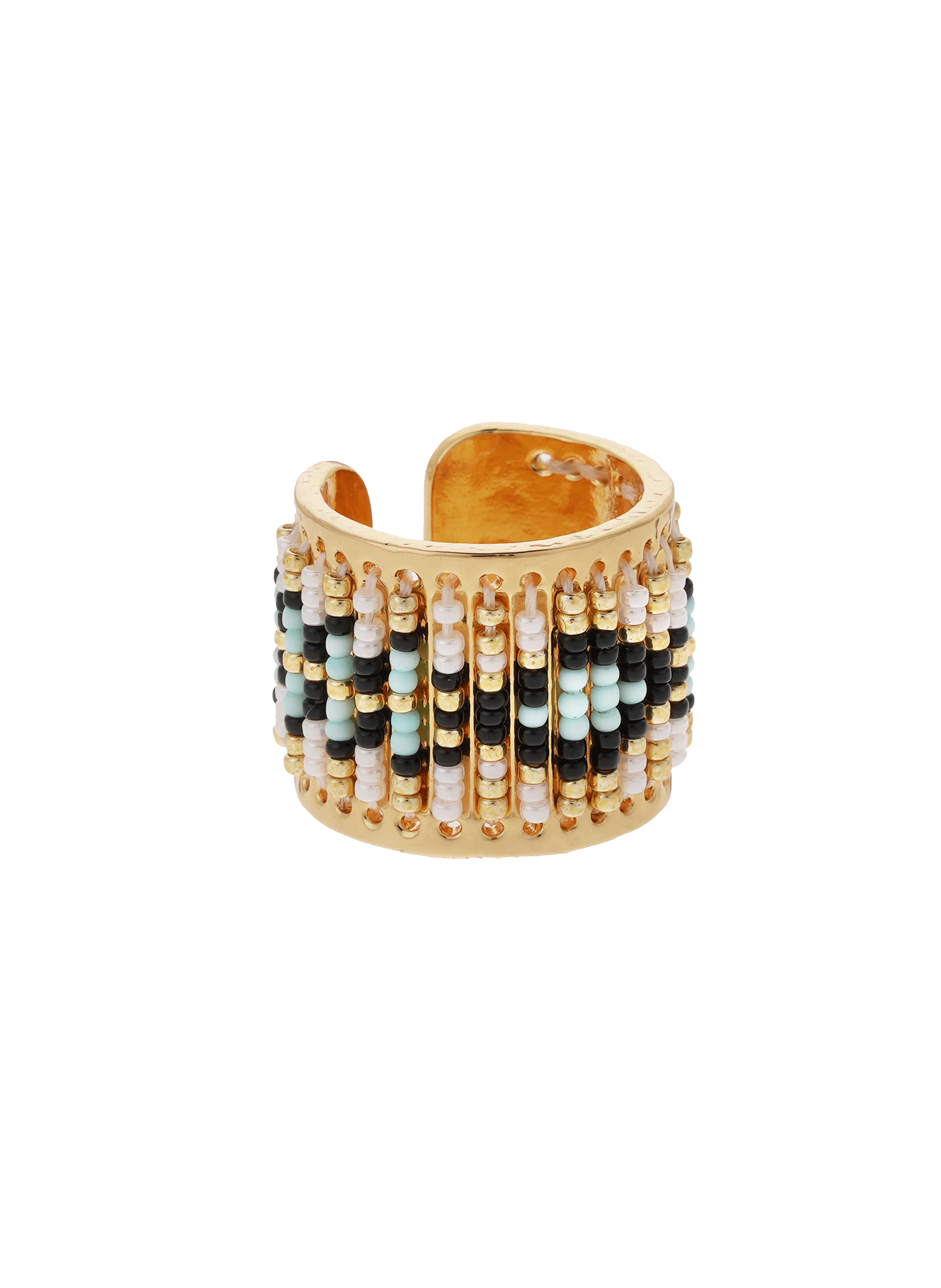 Bague réglable avec perles tissées verano HIPANEMA Noir