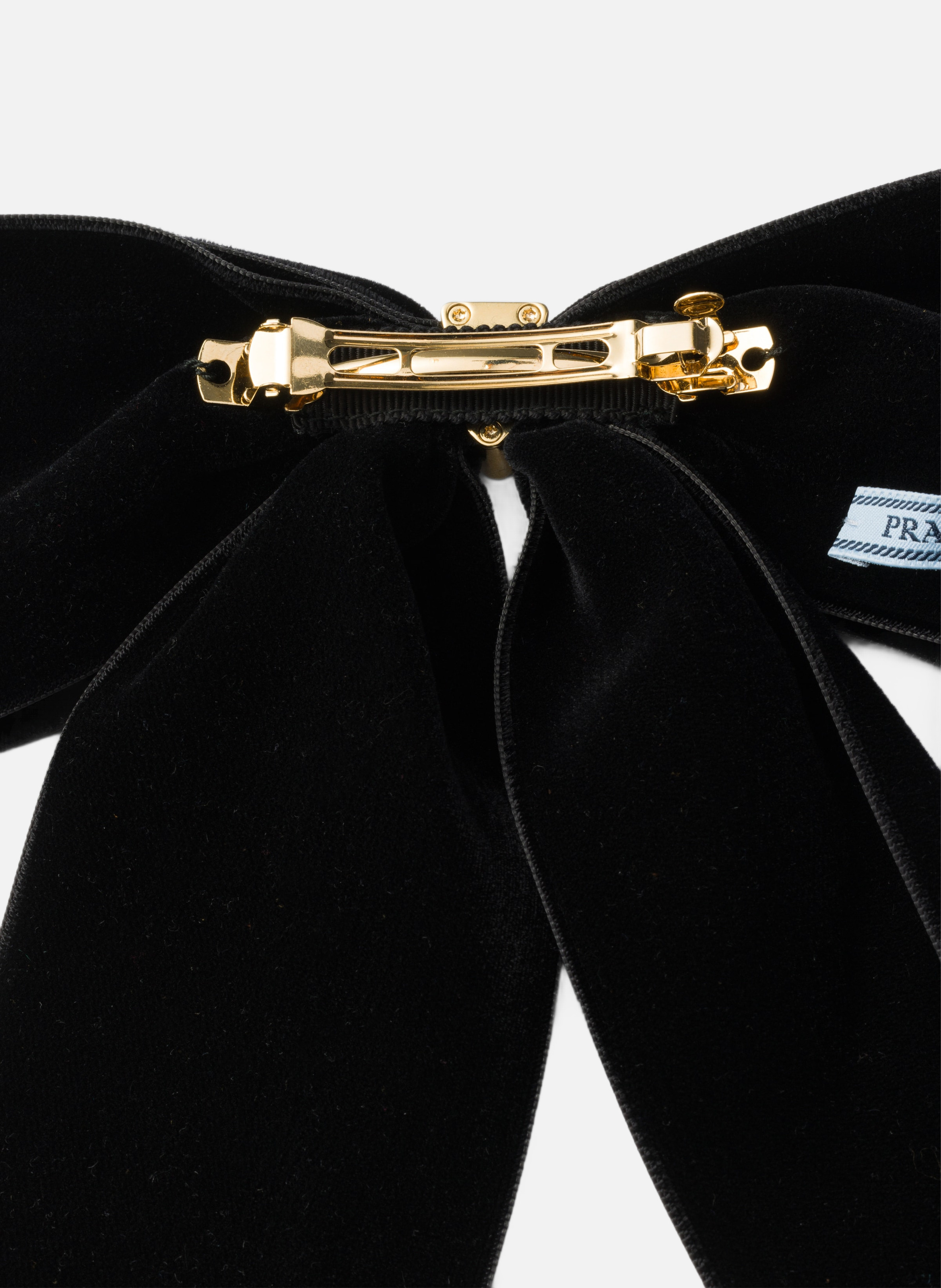 Pince à cheveux avec nœud en velours PRADA Noir