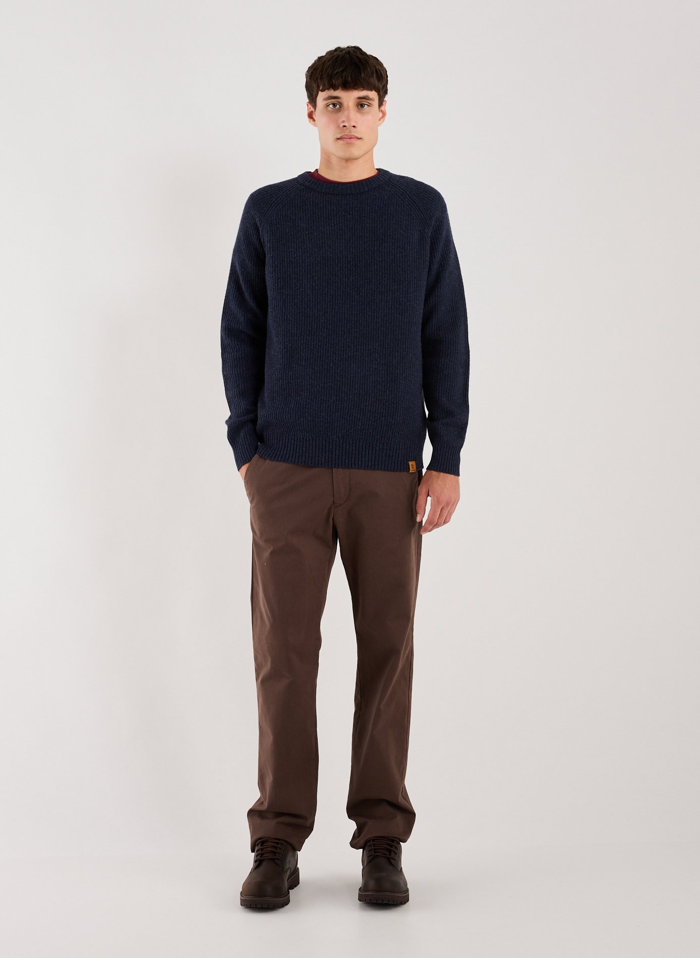 Straight ribbed knit cotton blend sweater TIMBERLAND Blue