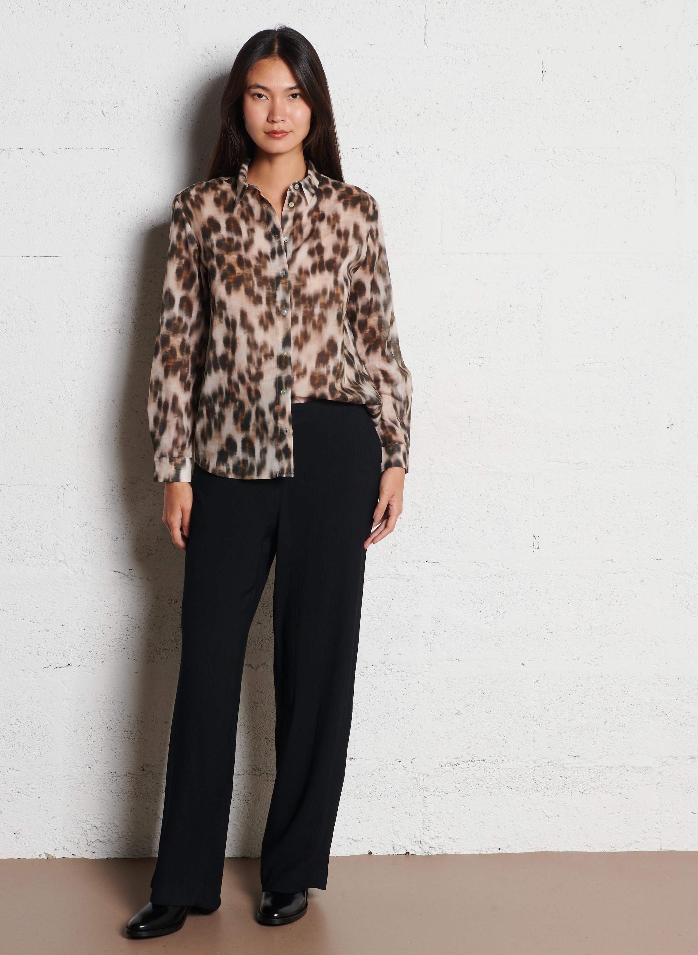 Pantalon large uni élastiqué leana MAISON 123 Noir