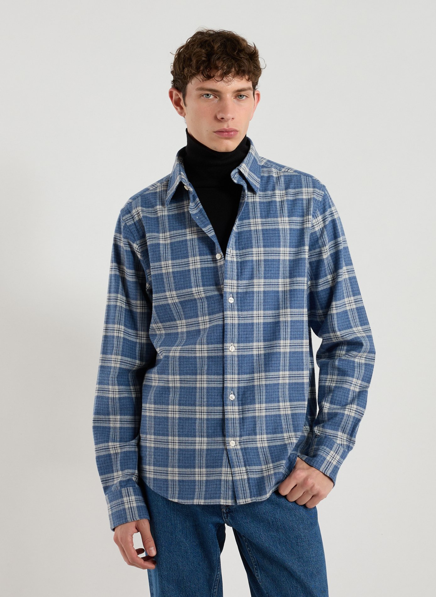 GANT Chemise col classique à carreaux en coton Bleu