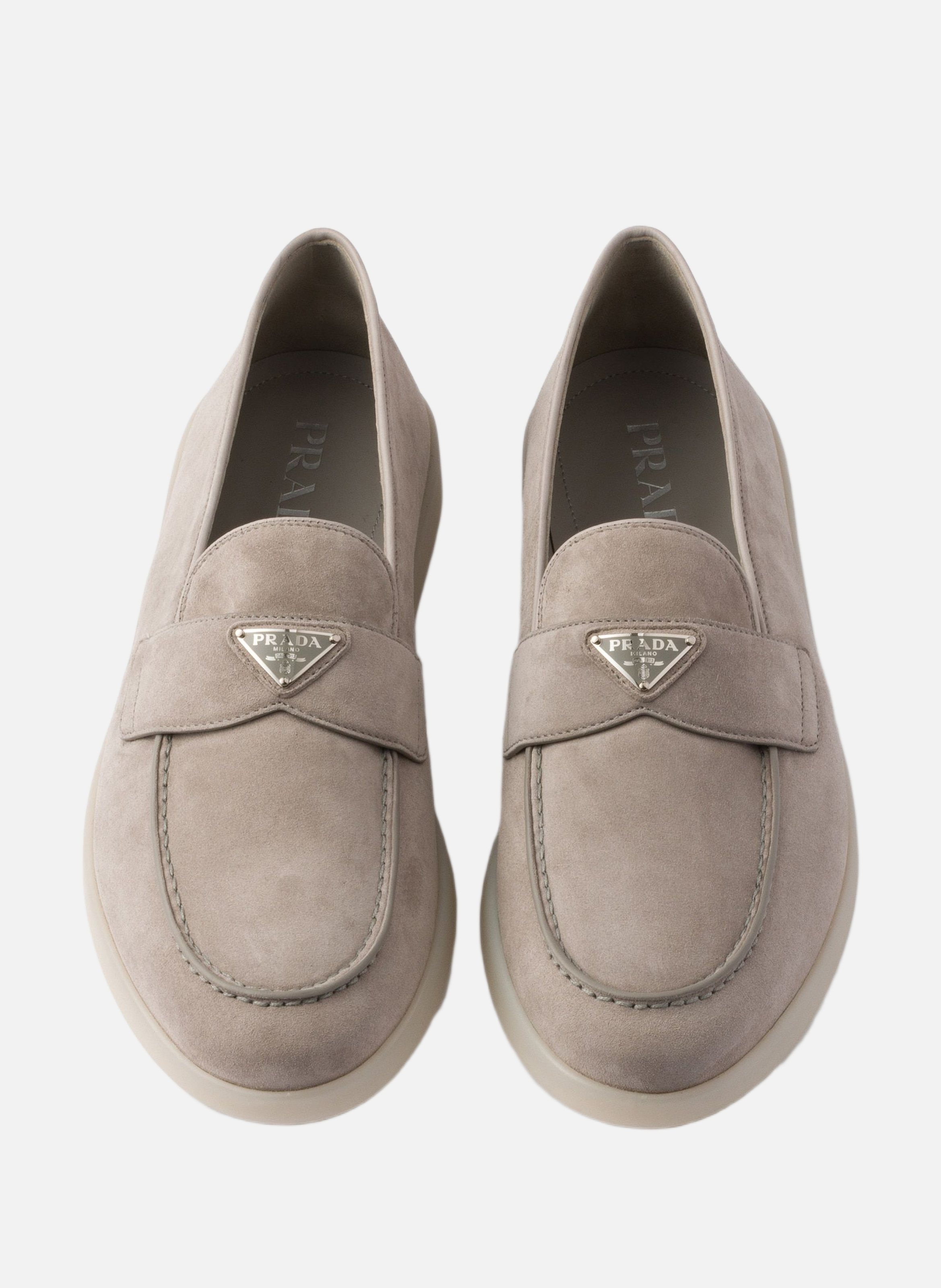 Mocassins en veau velours PRADA Gris