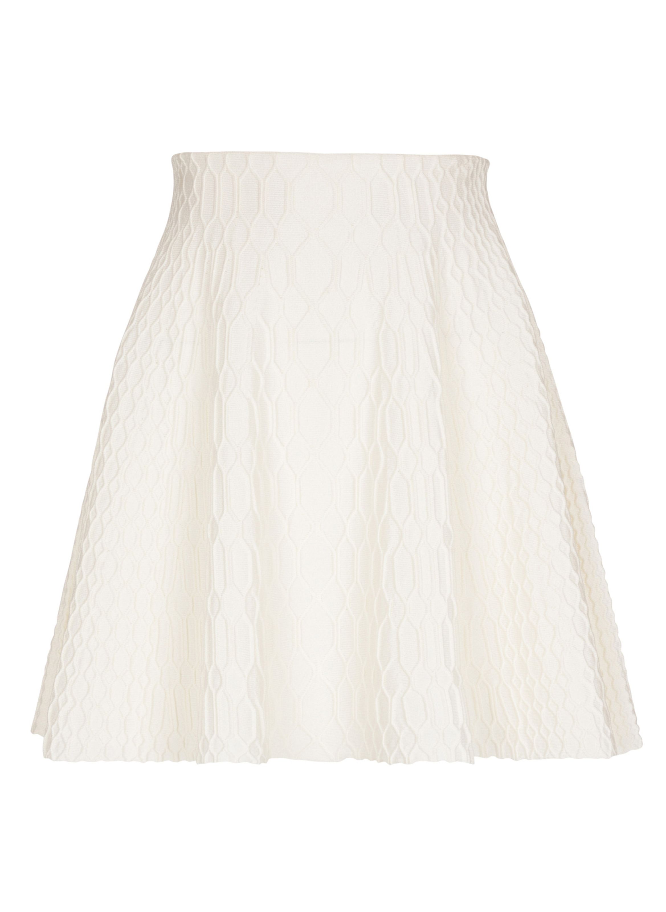 Jupe patineuse en maille croco BALMAIN Blanc
