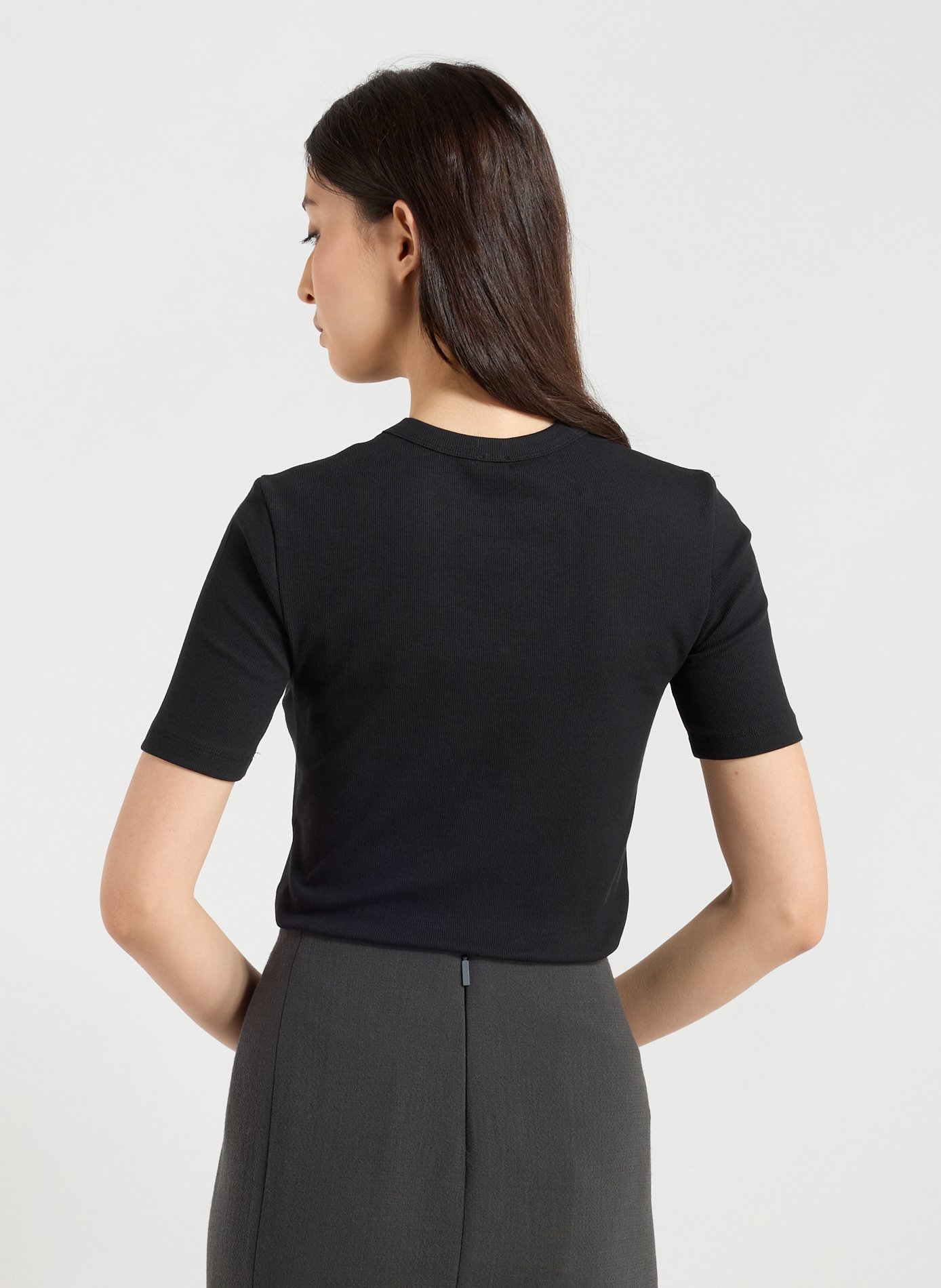 Cotton-blend round-neck T-shirt TOTEME Black