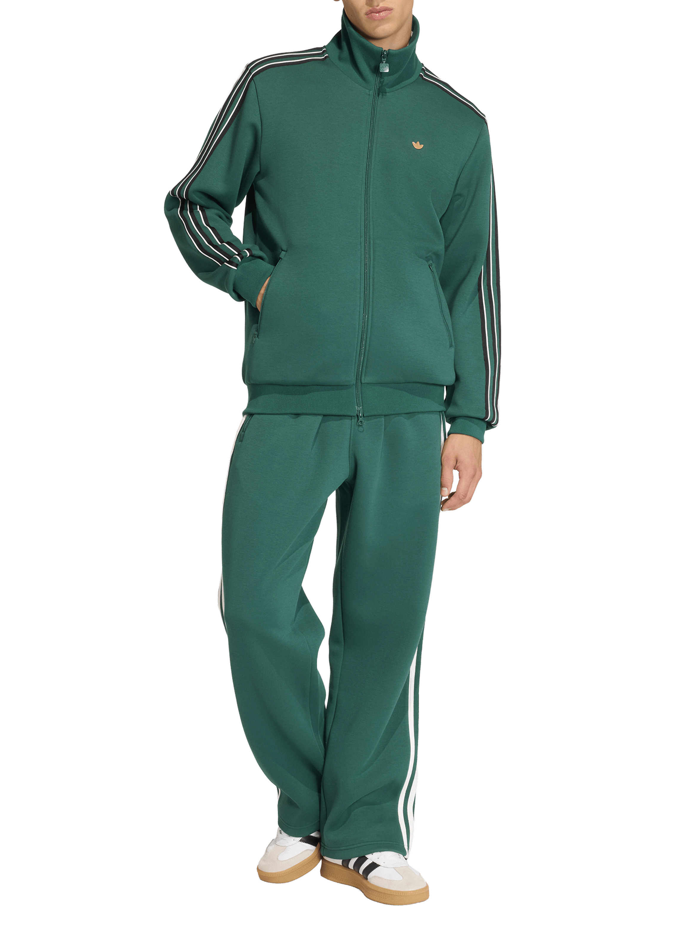 Zip-up sweatshirt with high collar and stripes ADIDAS Green